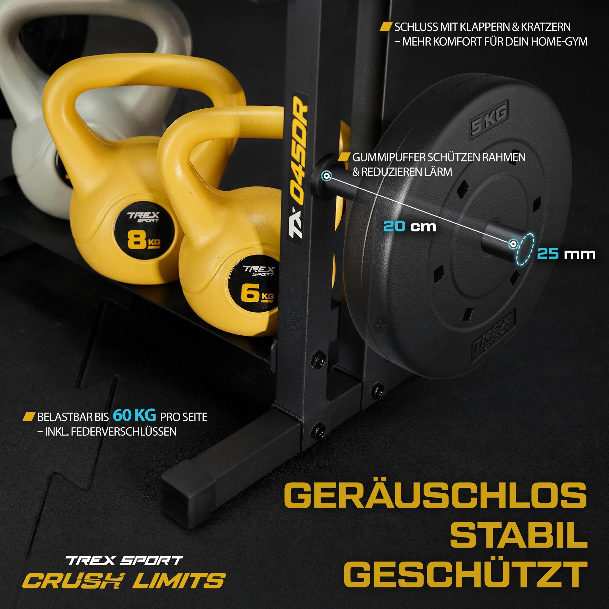 TREX SPORT Hantelablage Gewichteständer bis 320 kg, rutschfest TX-045DR | Stahl Hantelständer für Hantelscheiben, Kurzhanteln, Trainingszubehör, stabil