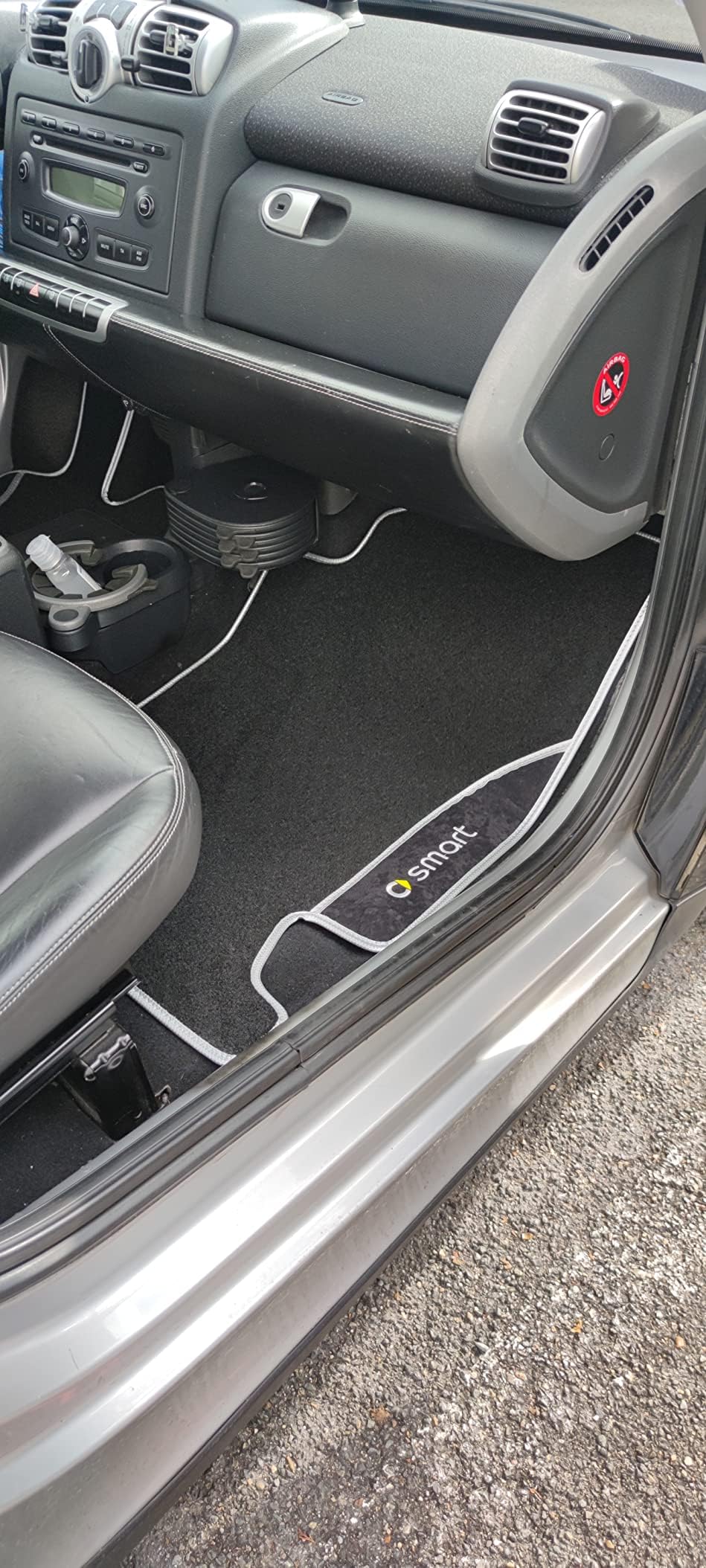 Il Tappeto Auto Fußmatten für Smart ForTwo W451, Baujahr 2007-2014, bunt bestickt ND silber / schwarz