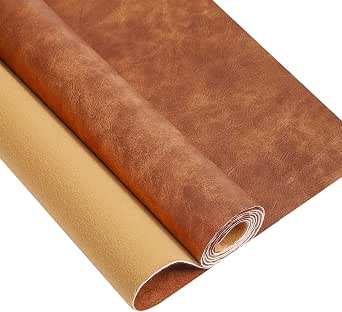 Premium Faux Leather Upholstery Fabric 1.2mm Thickness, Waterproof Upholstery Leather Distressed Bark Fabric (Light Brown, Pre-Cut 72"x54")