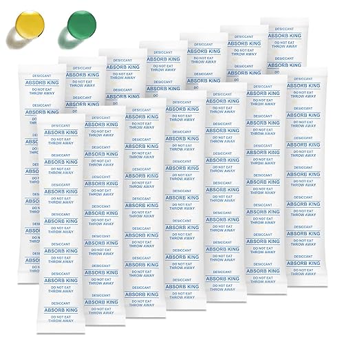 Paquetes de gel de sílice 0.35 oz 150 paquetes absorbentes de humedad para almacenamiento de alimentos, paquetes de sílice premium con indicador de