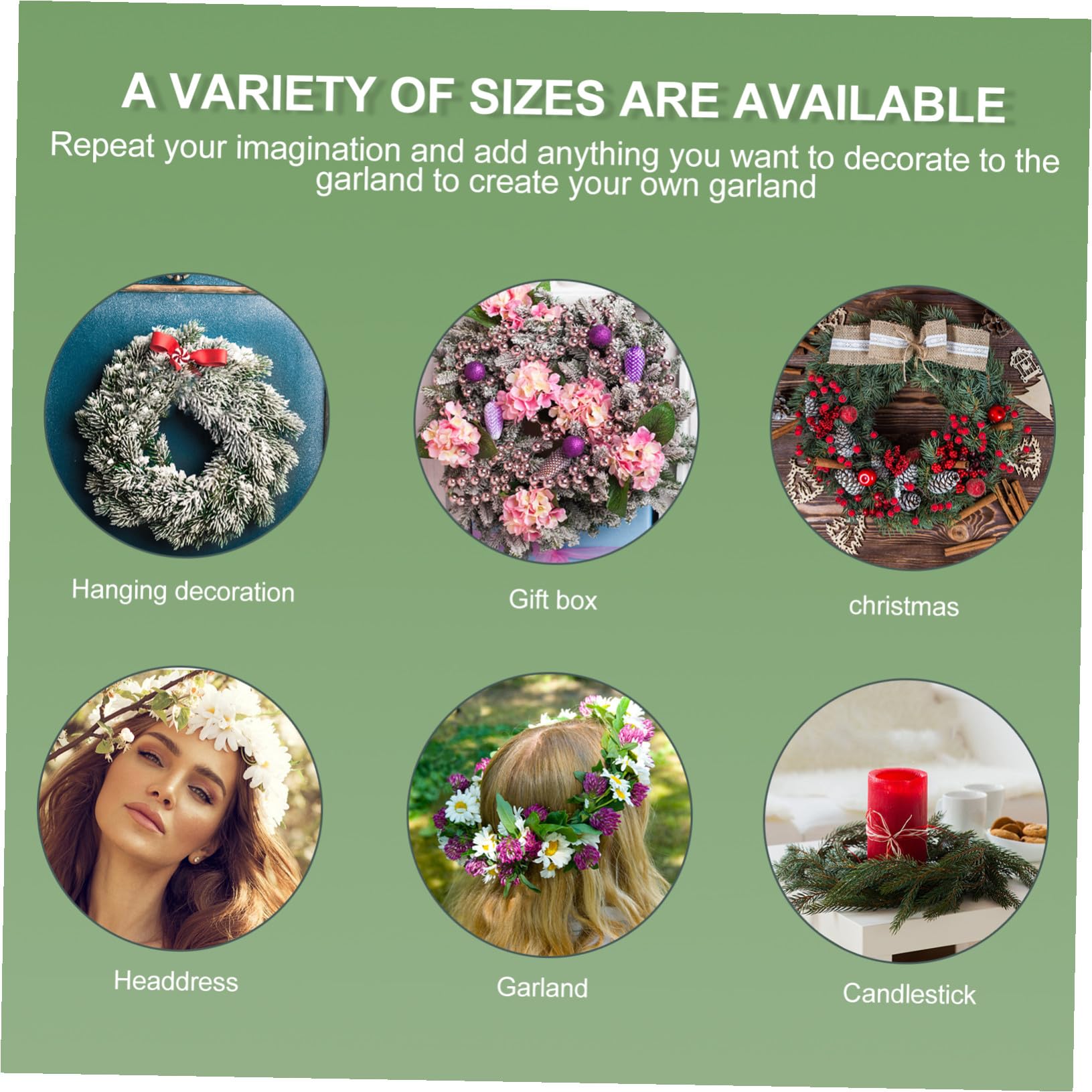 DOITOOL 3 Stück Grüne Metallkranzringe mit Floraldraht Basteldraht Rundes Kranzgestell für DIY Weihnachtsdeko Tischdeko Wanddeko und Festliche Blumenarrangements