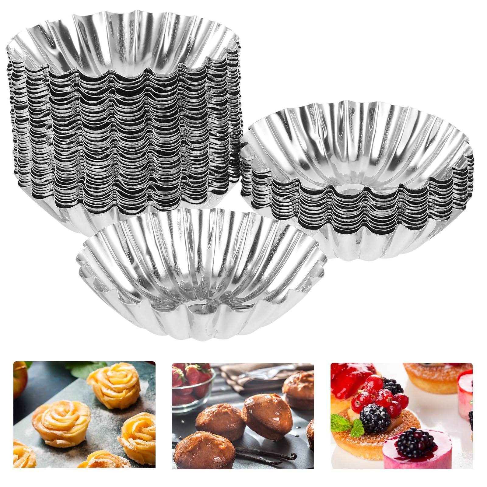 DOITOOL Moules à Tarte Originaux 50pcs en Acier Inoxydable pour Cupcakes