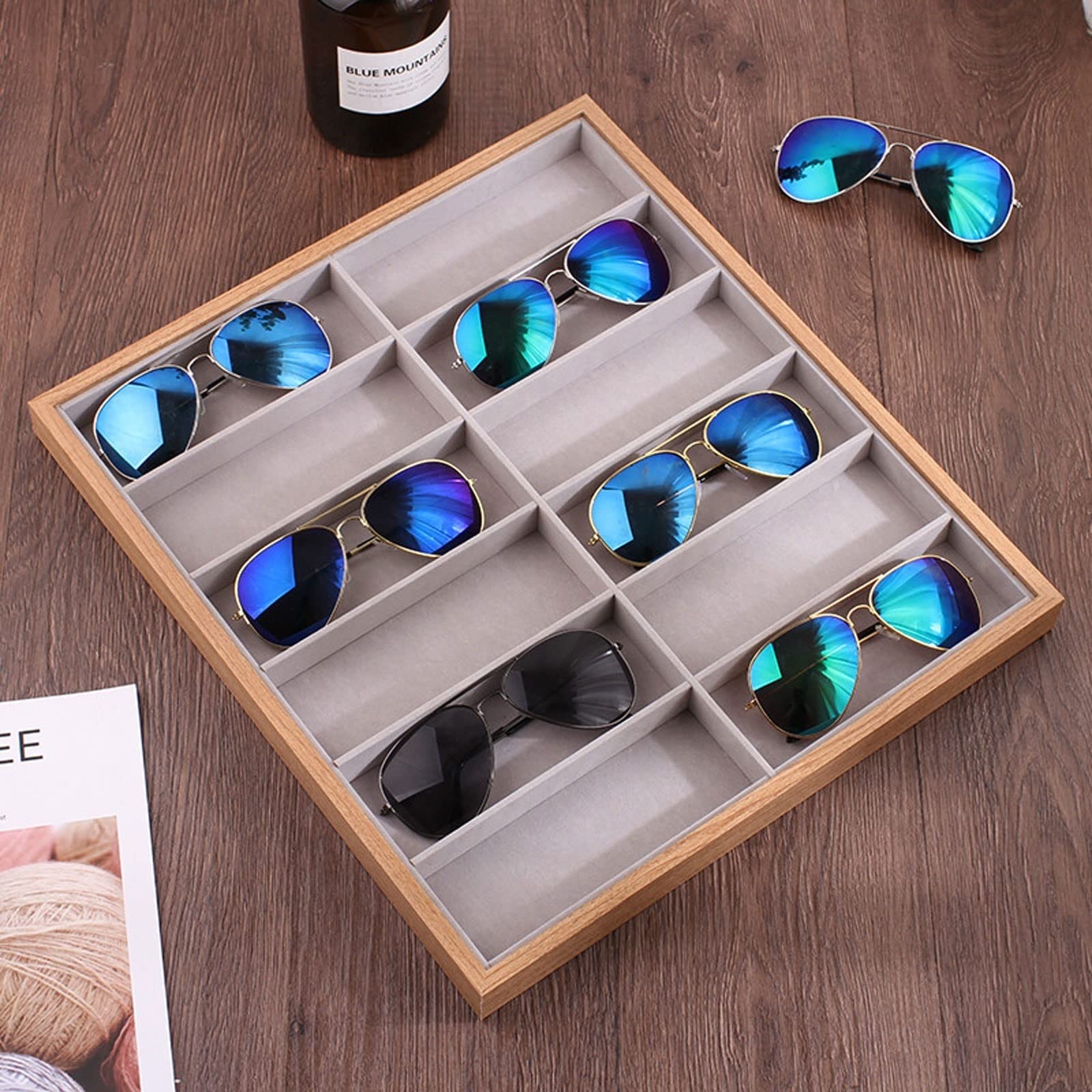 UNNS 7/12/18 Fachbrille Aufbewahrungsgestelle Brille Aufbewahrungsbox Open Top Sonnenbrille Displaykabinett (Size : M)