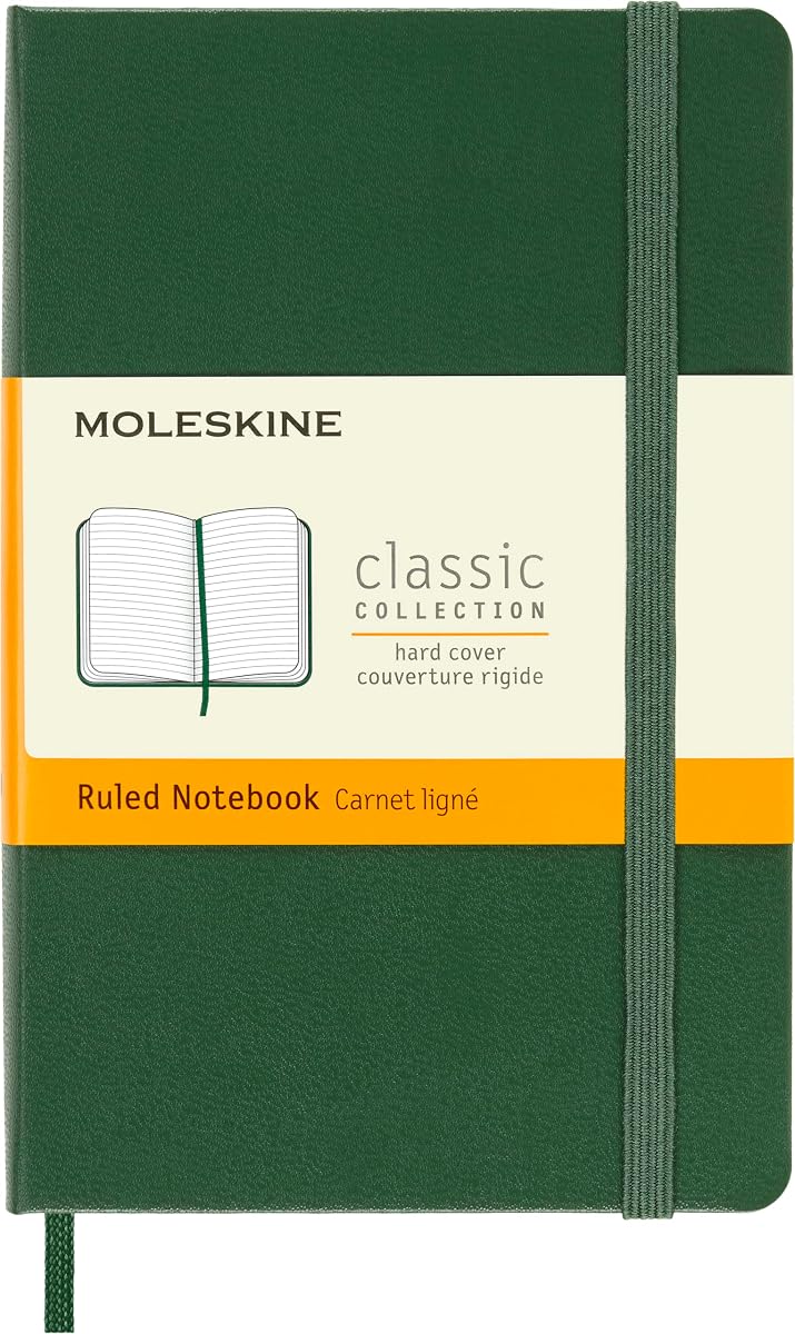 Notebook, Pocket, Ruled, Myrtle Green, Hard Cover (3.5 x 5.5) | Pocket 3.5" x 5.5" notebook with 192 ruled pages for journaling, note-taking, planning, and everyday writing.