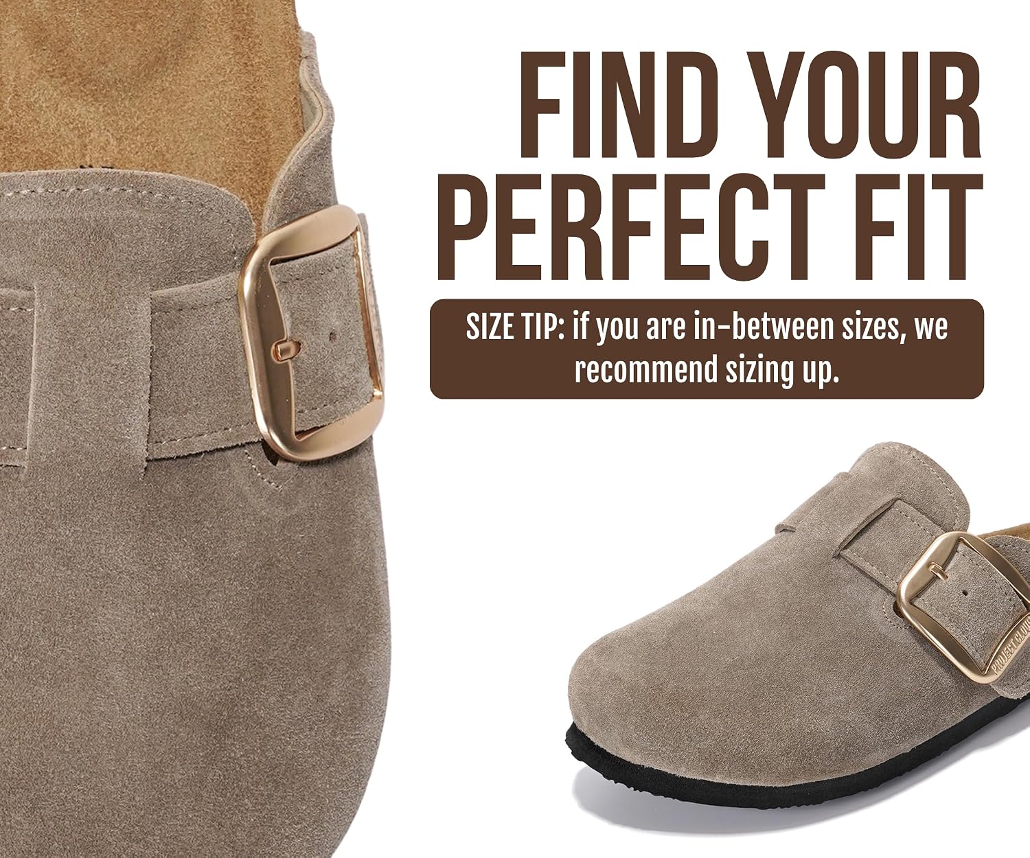 Project Cloud 100% Genuine Leather Clogs for Women Shoes - Memory Foam Insole, Non-Slip & Natural Cork Footbed Arch Support Big Buckle Womens Clogs and Mules Footwear (Manchester)