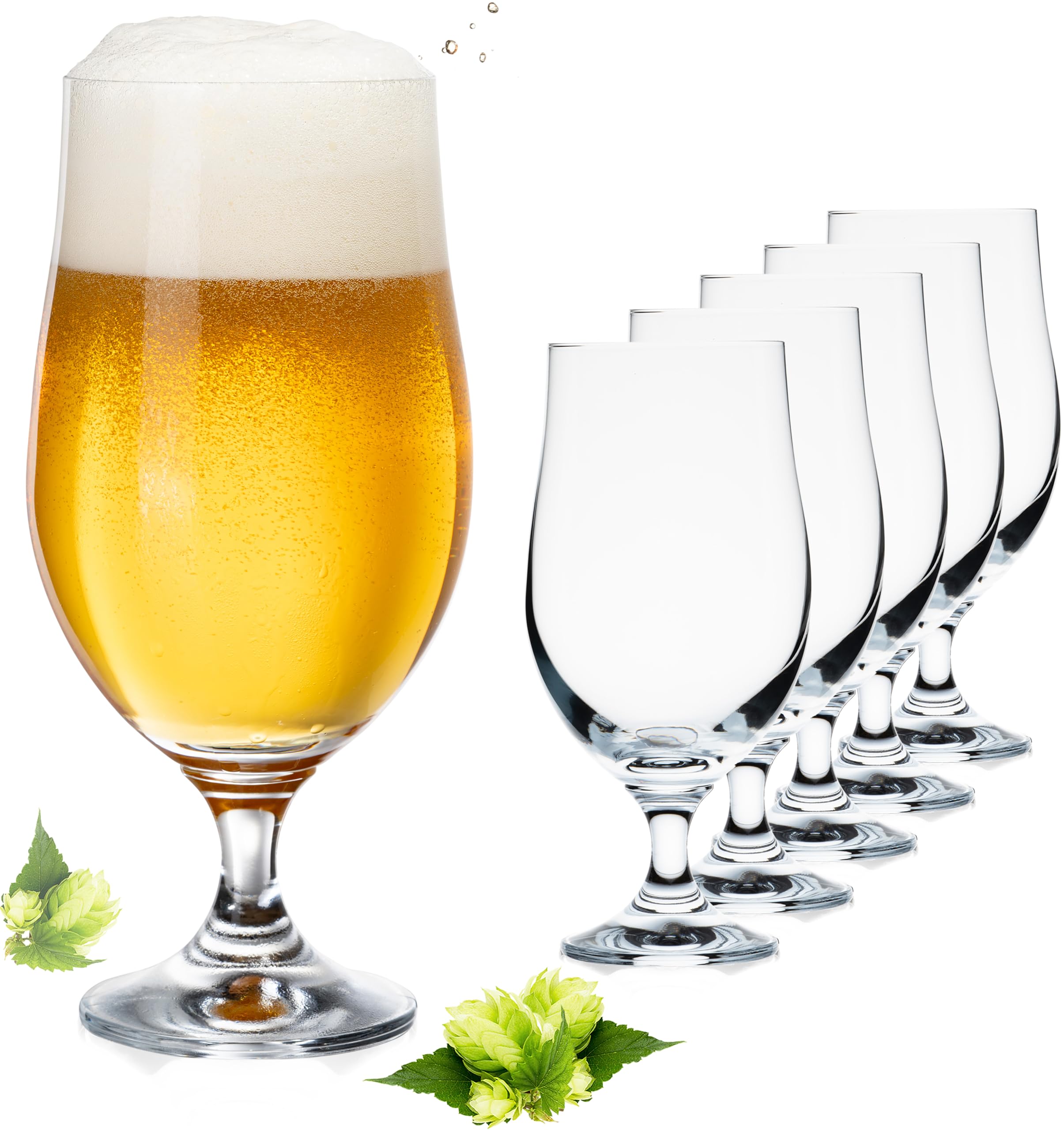 Platinux - Bicchieri da birra da 500 ml (max. 640 ml) in vetro, set da