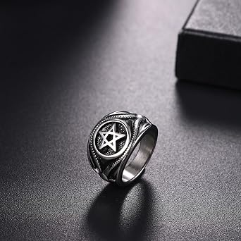JewelryWe Men's Lucifer Sigil Ring: Satanic Hypoallergenic Stainless Steel Baphomet Devil Amulet Talisman Signet Rings Jewelry Gift
