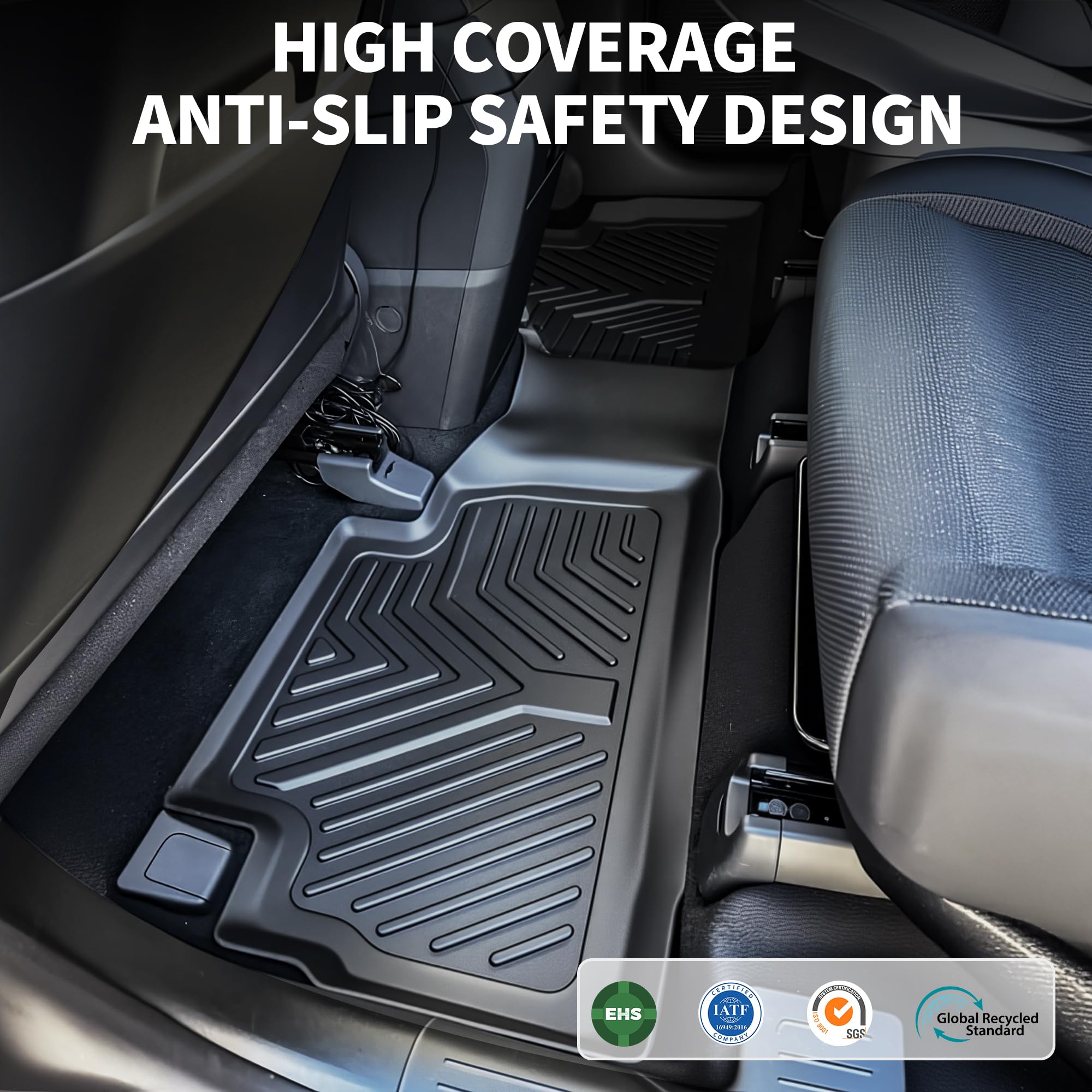 YITAMOTOR Floor Mats Compatible for 2021-2023 Hyundai Santa Fe Includes 2 Rows and Cargo Liner Set TPE All-Weather — view 5