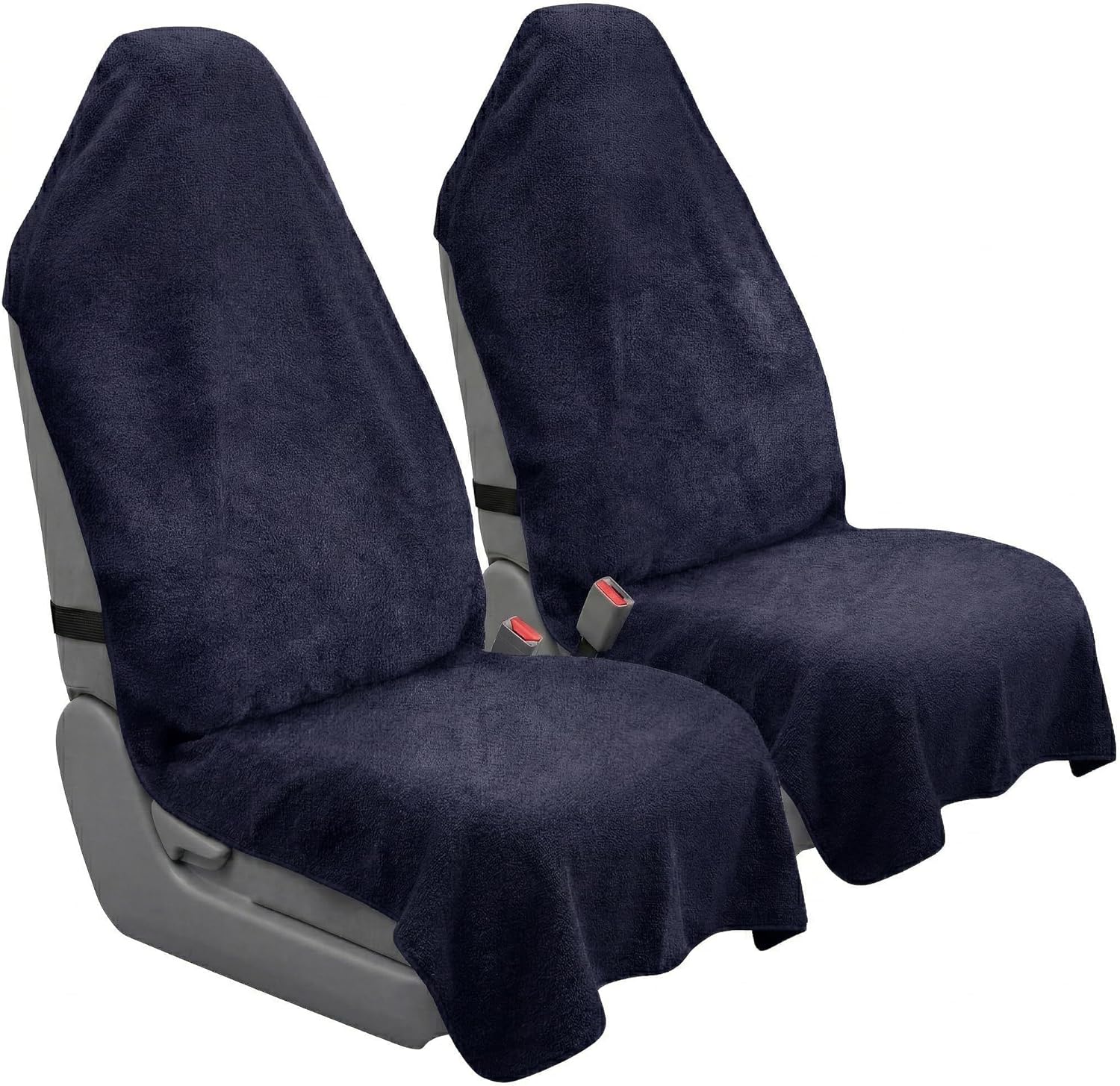 Car Seat Towel Cover, 2pcs Universal Front Seat Protector for Cars, SUVs and Trucks, Sweat Towel Car Seat Cover for Gym, Yoga, Swimming, Pets and Family Travel, Navy