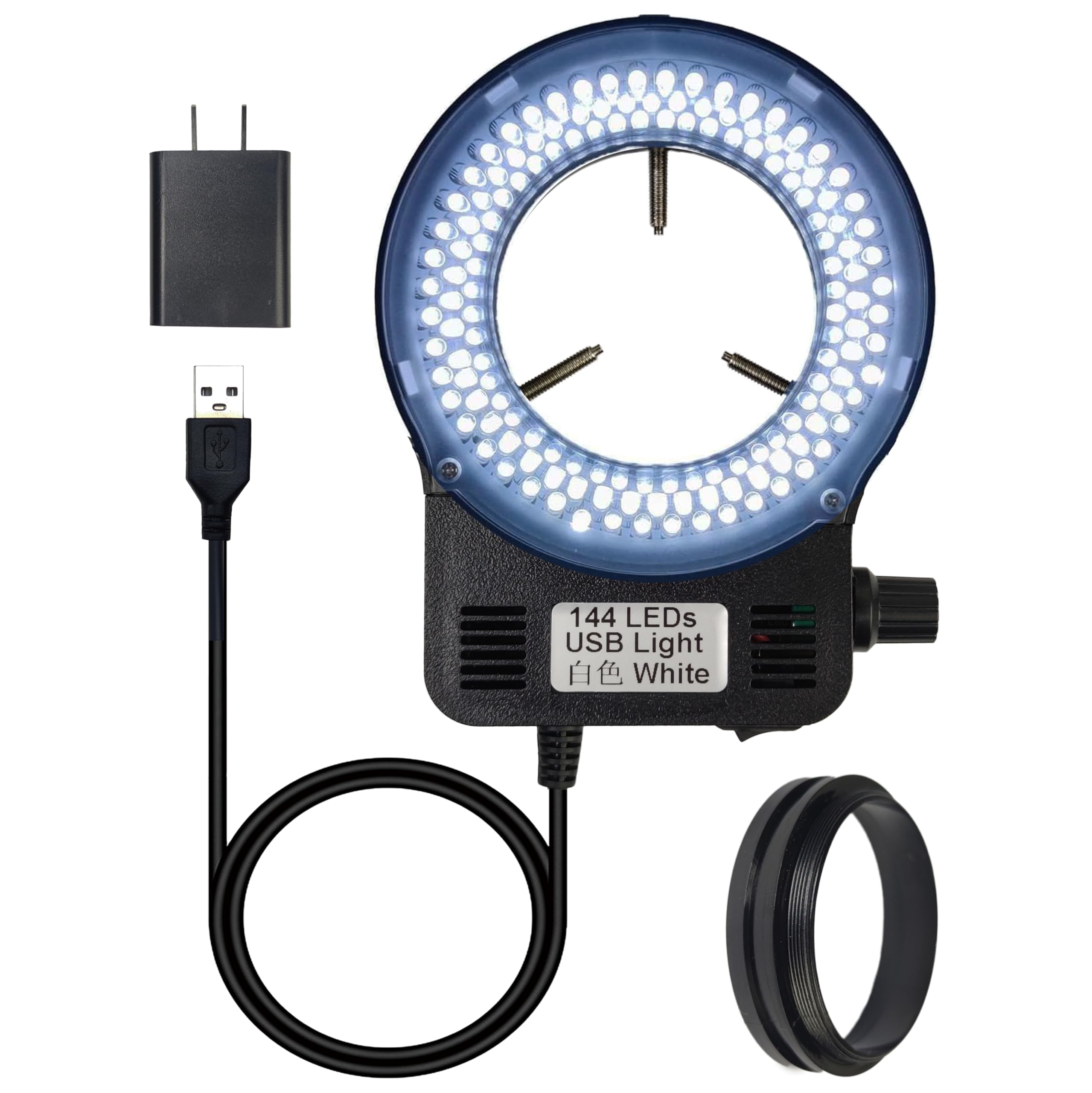 Anillo de luz para microscopio estéreo con iluminador ajustable de 144 LED 8