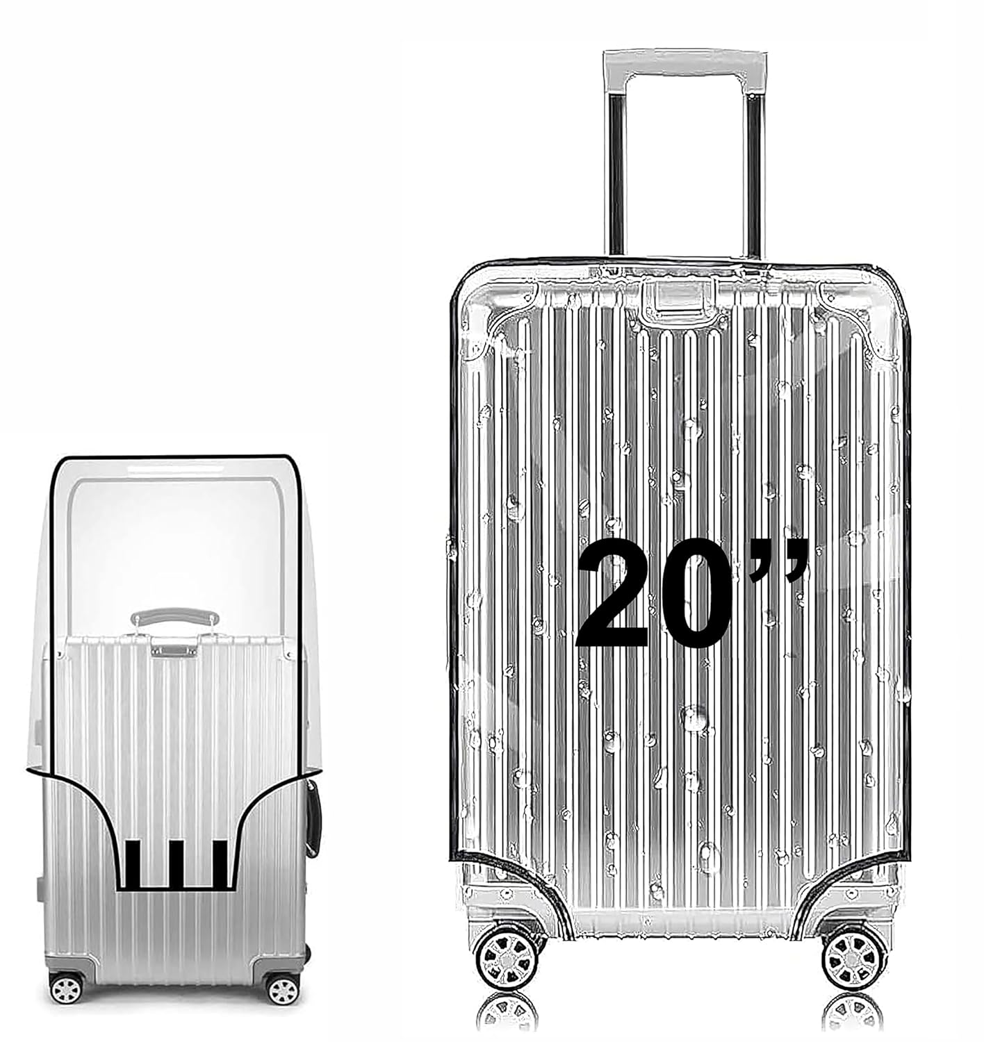 Fancy Walas 20 Inch Set of 1 Trolley Bag Cover/Suitcase Bag Cover/Waterproof Dustproof Luggage Cover/Zippered Clear PVC Suitcase Covers Protectors (20 Inch Set of 1)