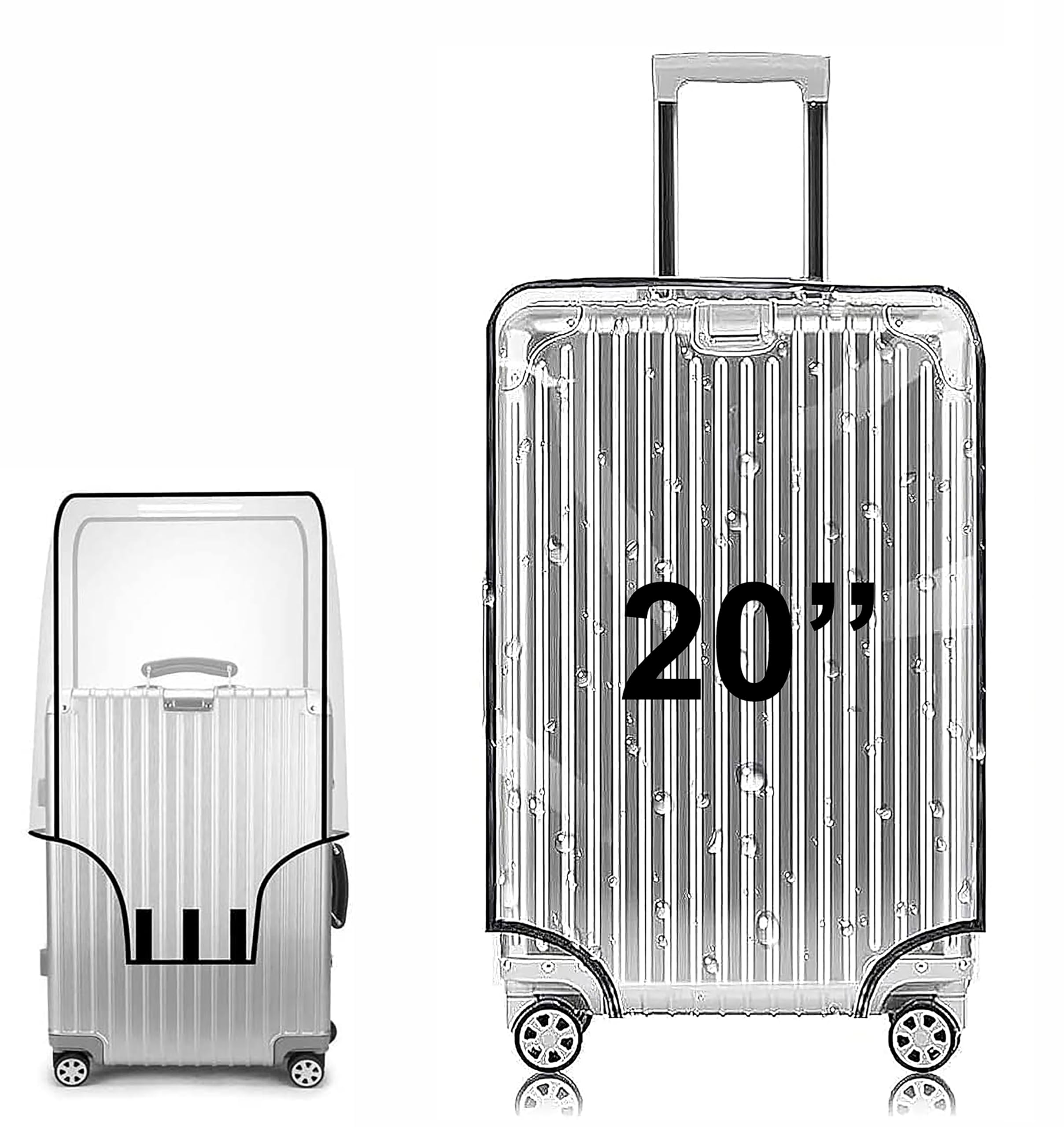Trolley Bag Cover Suitcase Covers for Trolley Suitcase Cover for Hard Trolly Bags Protective Trolley Cover & Luggage Bag Cove Transparent Waterproof PVC Cover Combo (Small (20 Inch))-image-14
