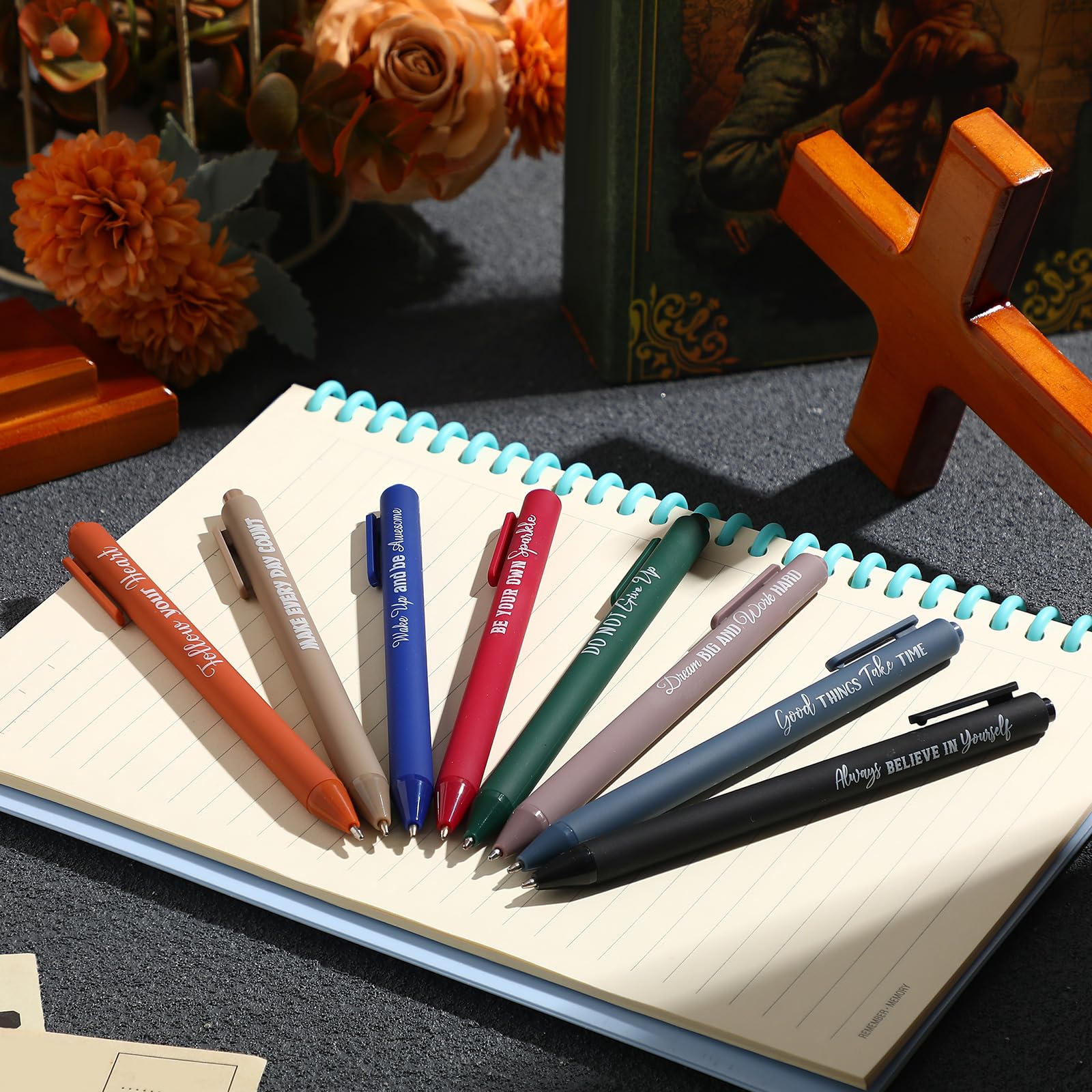 Tenare 24 Pcs Inspirational Ballpoint Pens Motivational Quote Positive Retractable Religious Catholic Black Ink Pen Thank You Appreciation Gift for Christmas Colleagues Teachers Nurse(Classic) - Image 4