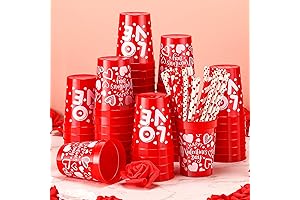 Valentine's Galentine's Day Party Cups with Straws