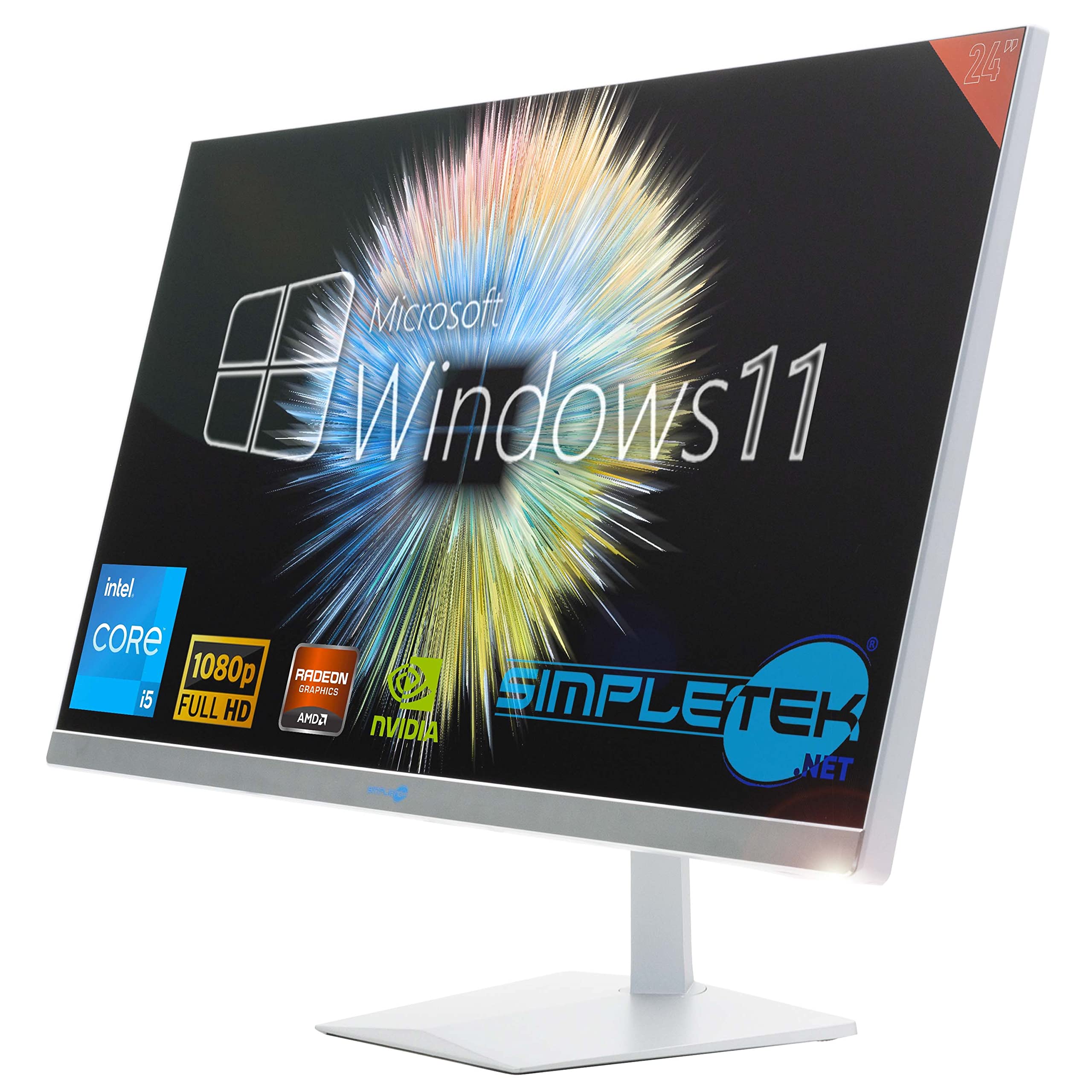 SIMPLETEK - PC tout-en-un 24" FHD 60 Hz Core i5 Windows 11 | Carte vidéo dédiée GTX1660 6 Go | 16 Go RAM SSD 4 To | Travail, Gaming