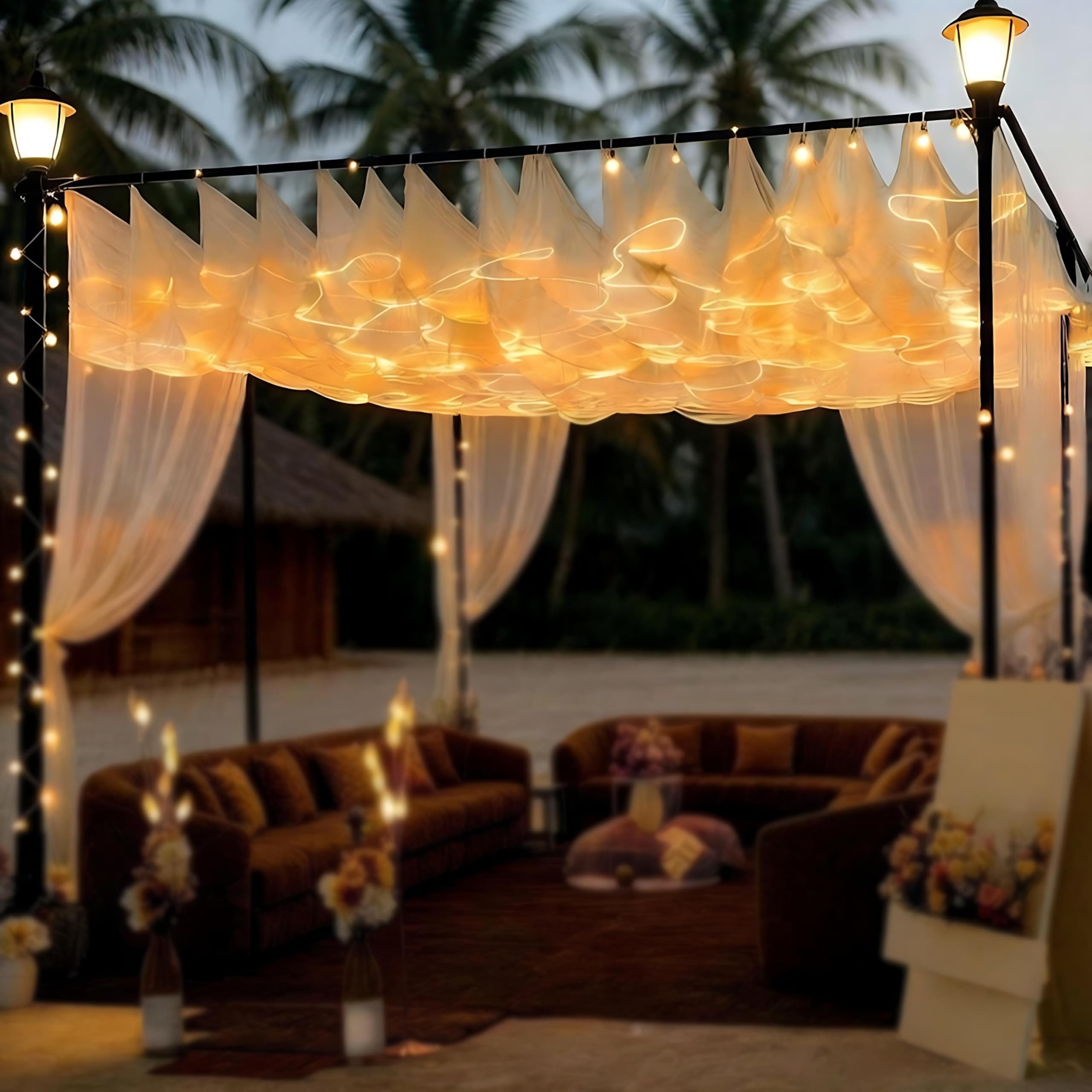 Tenda luminosa a luce, 100 metri di lunghezza, 5 sezioni, perfetta per matrimoni, compleanni, feste e proposte, luce calda, altezza 60 cm, decorazione squisita