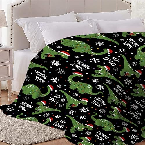 Miniatura 5 de Manta de franela con nombre personalizable de dinosaurio, súper suave y ligera, para niños, adultos, adecuada para sofá, cama, campamento, viajes,