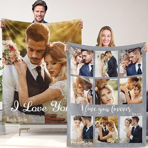 Regalos para parejas, manta personalizada de doble cara con fotos, texto, regalos personalizados para novio, novia, manta personalizada de franela