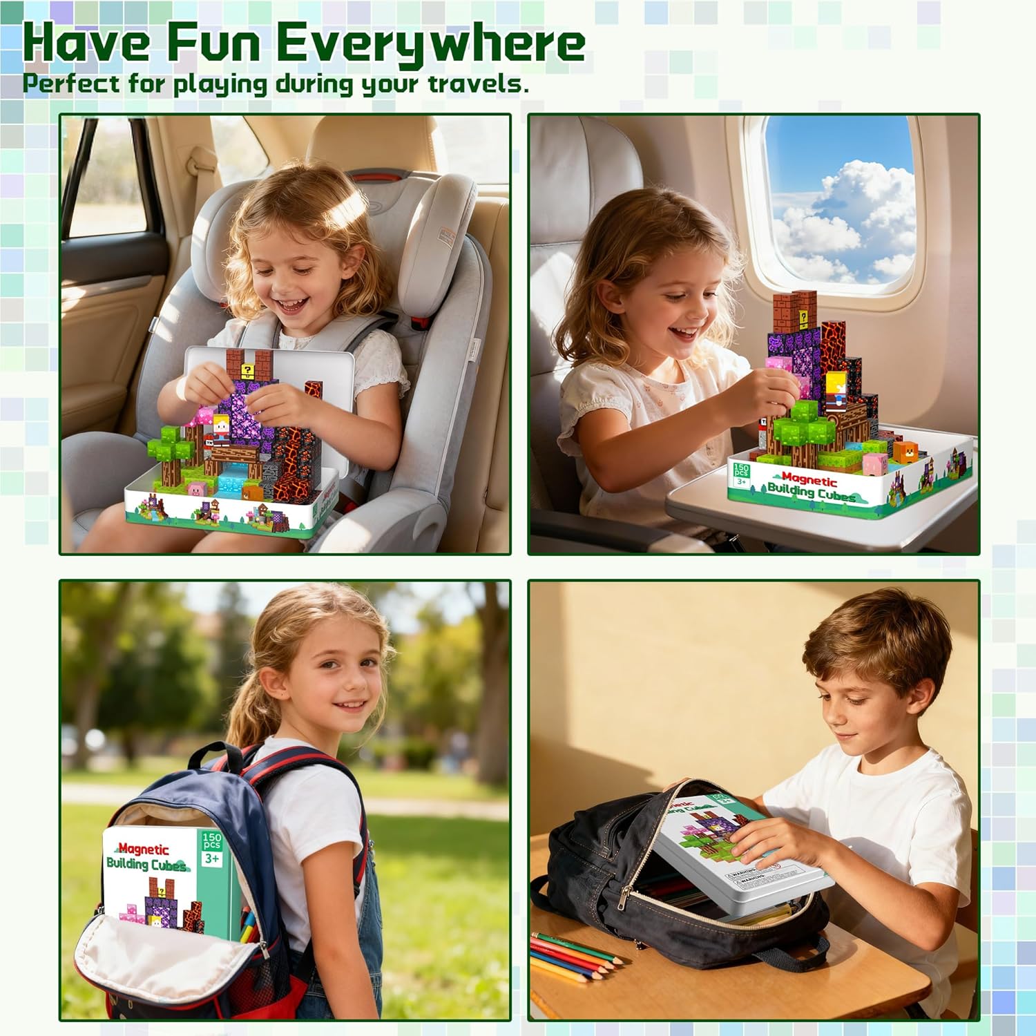 OUGUI 150 PCS Magnetic Blocks Building Block Kids - Magnet Cubes Boy Girl Constructions Toys STEM Montessori Educational Stacking Sensory Toy for Ages 3 4 5 6 7 8 9 10 11 12 Christmas Birthday Gift - Image 4