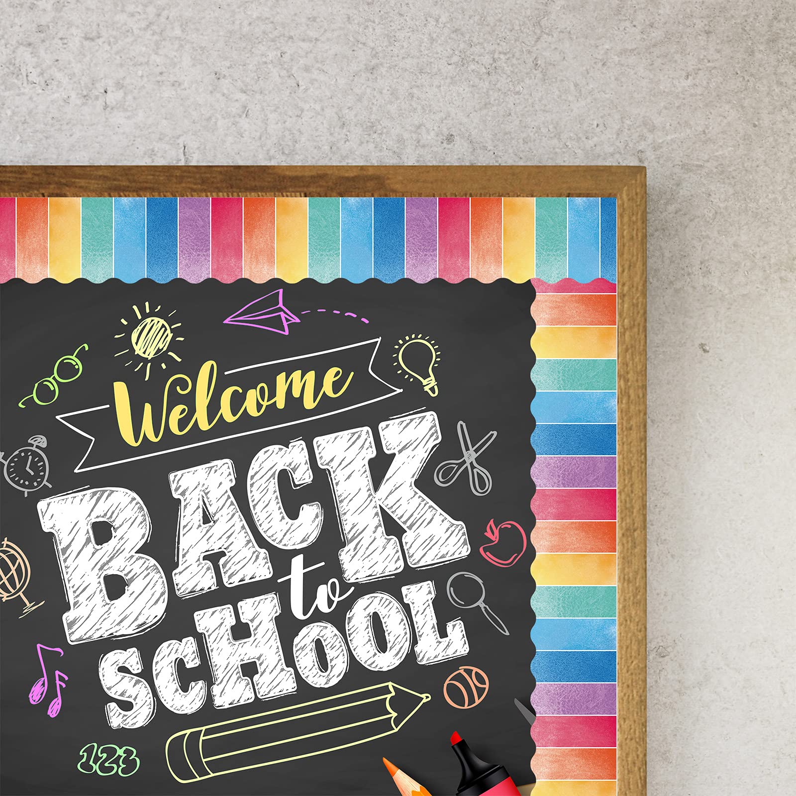 Watercolor Bulletin Board Border Trim Self Adhesive Border Colorful