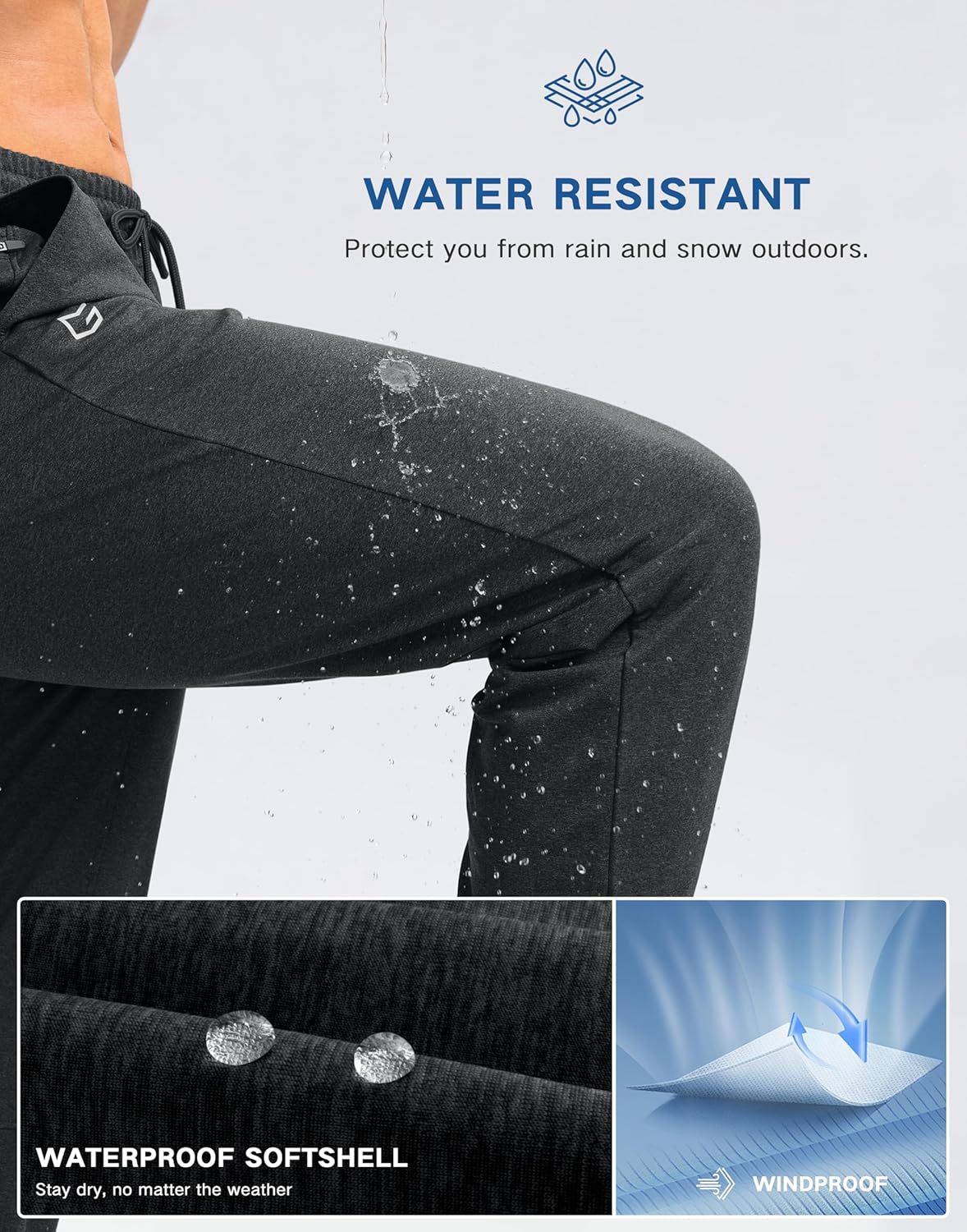 G Gradual Men's Fleece Lined Pants with Zipper Pocket Winter Warm Athletic Joggers Sweatpants for Men Workout Running Gym - Image 7