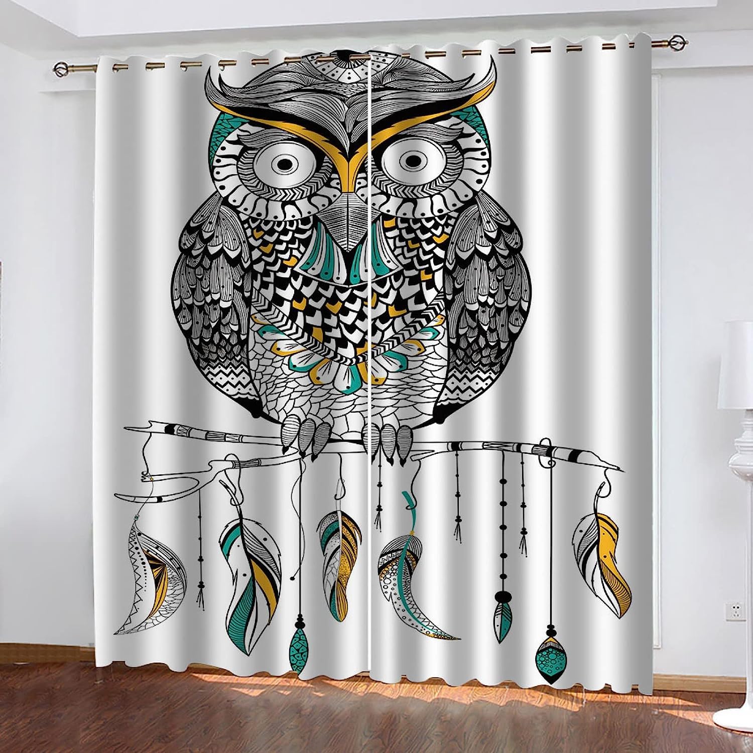 Rideau de fenêtre chouette pour chambre d'enfants et décoration maison