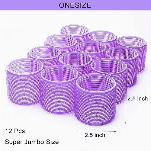 Miniatura 2 de Juego de rodillos de pelo jumbo, autoagarre, paquete de 12 rizadores de peluquería, rodillo de pelo para cabello largo, rizadores de pelo sin calor,