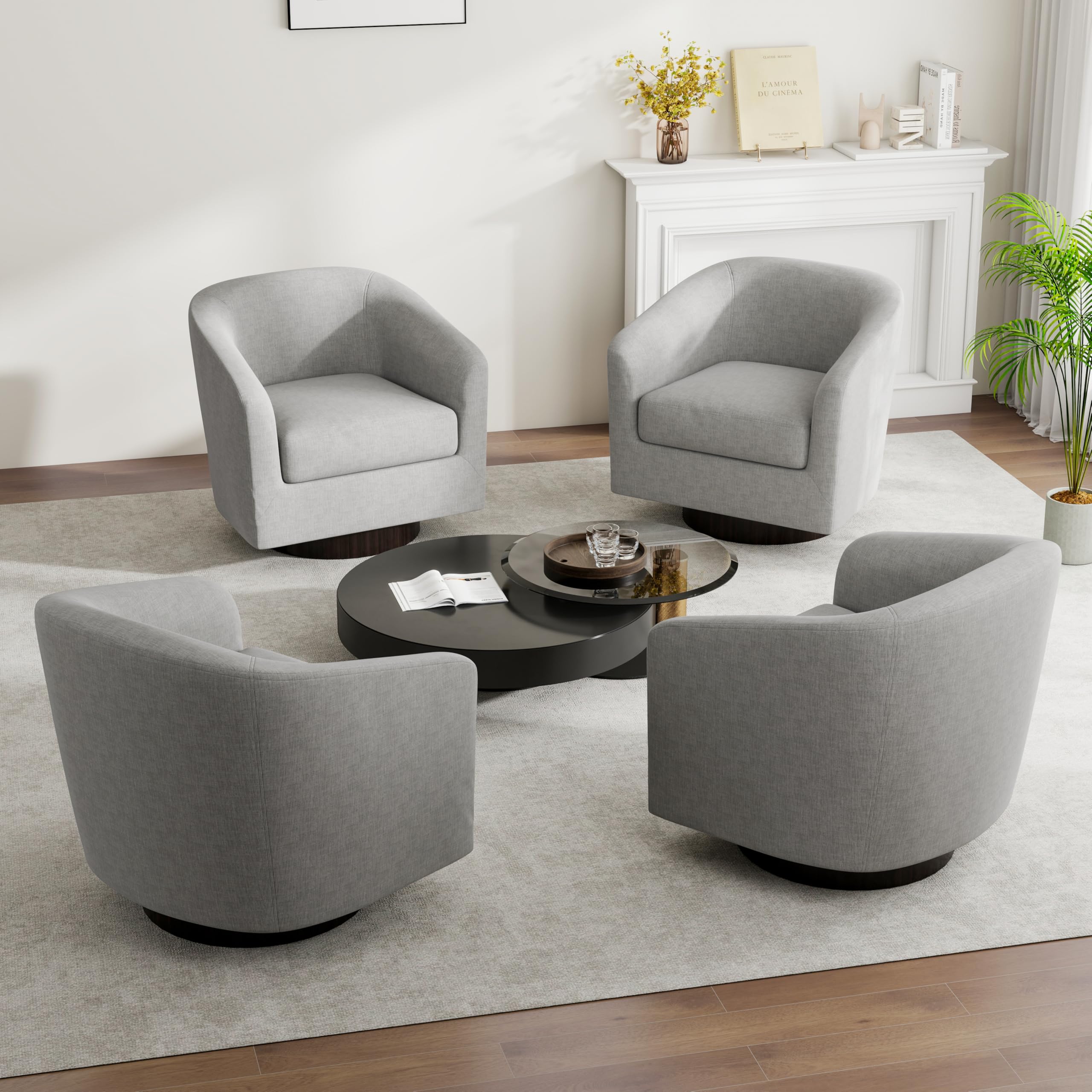 DREAMSIDEA Swivel Barrel Accent Chairs Set of 4