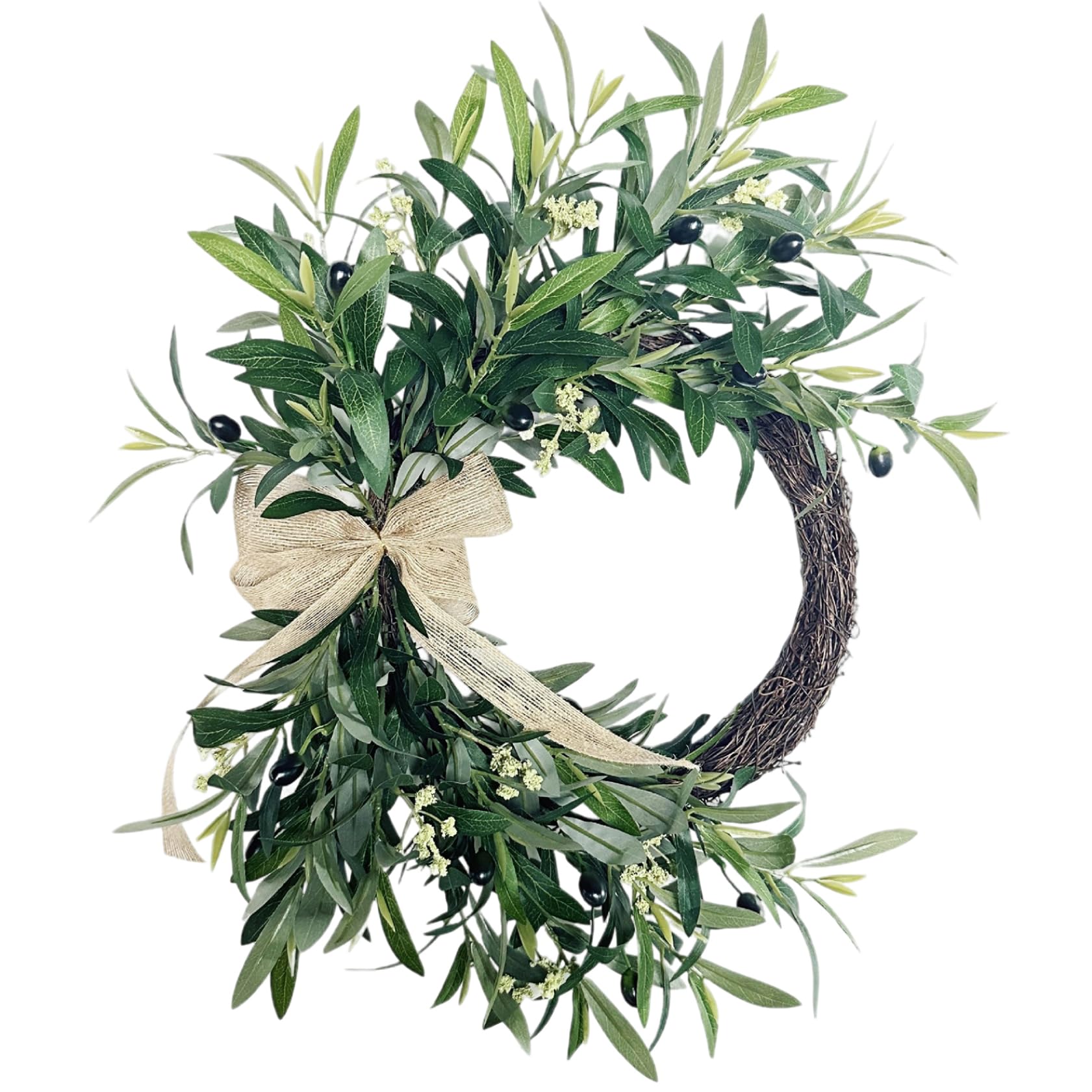 Couronne d'olivier artificielle 20 pouces pour décoration de porte