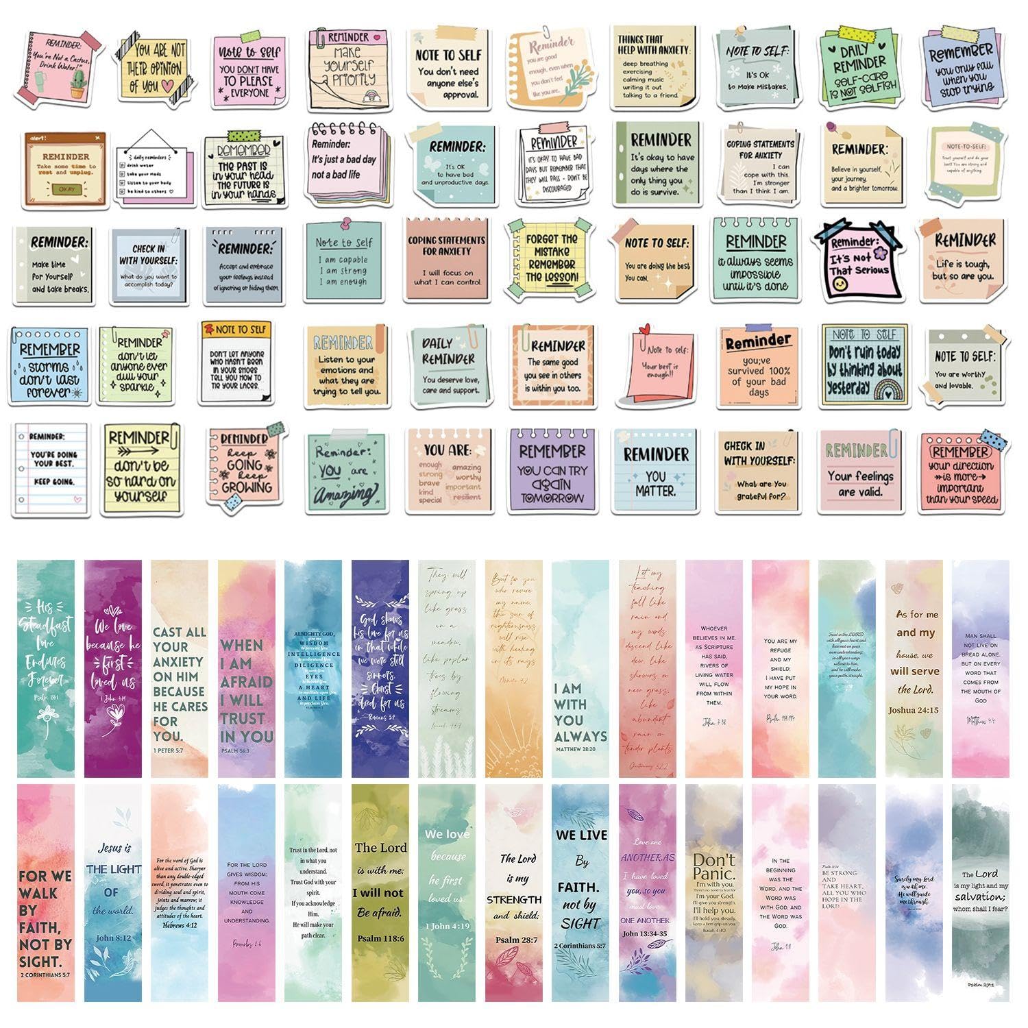 RNSKFG 50 Pieces Of Reminder Stickers And 30 Pieces Of Inspirational Bookmarks, Waterproof Stickers, Decorative Stickers, Used To Decorate Water Bottles, Scrapbooks, Etc.