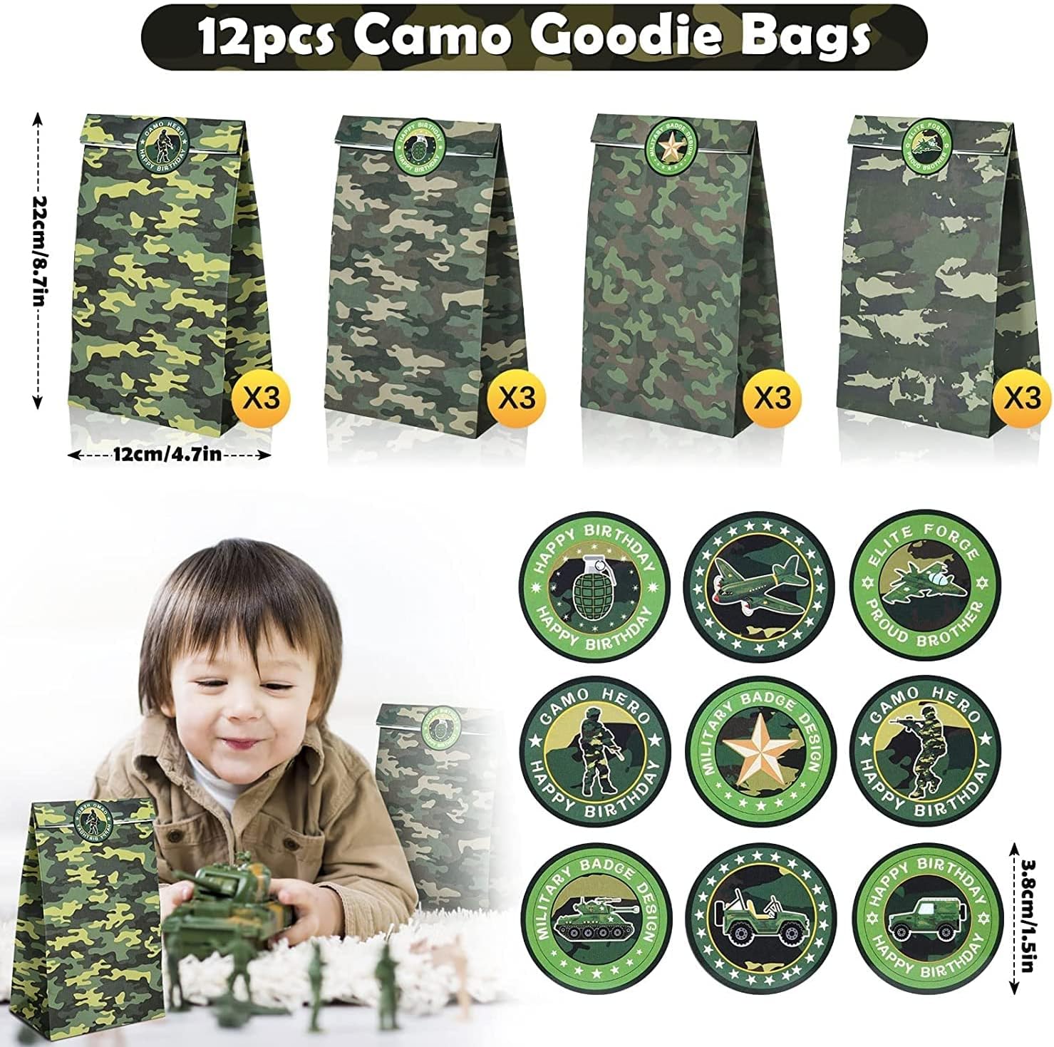 Golray Army Party Favors Camo Wristband Big Parachute Tanks Aircraft Keychain Army Men Soldier Figures Toys for Kids Boys Camouflage Military Camo Birthday Party Supplies Decoration Gift Bag Stuffers