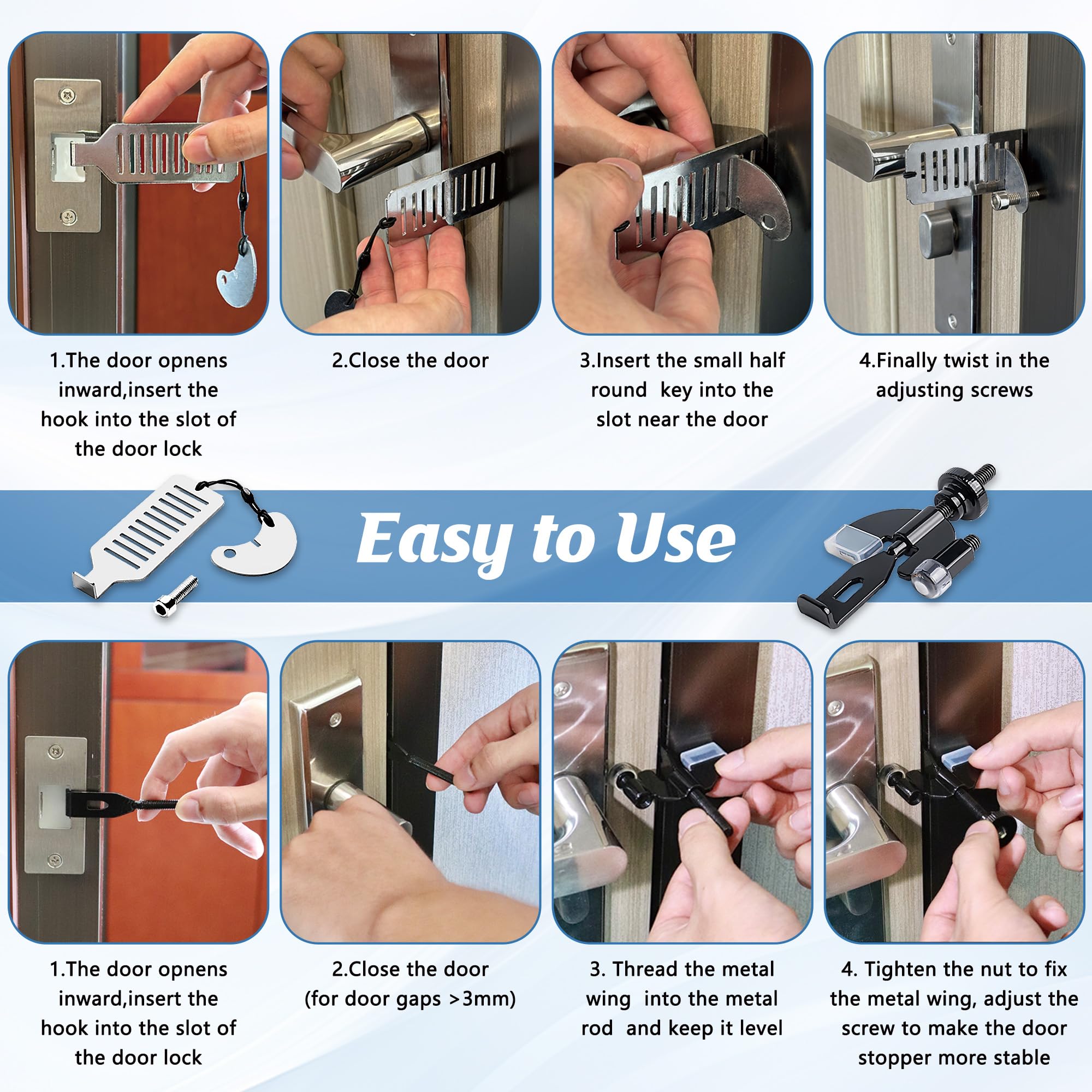 Zssxysm 2 Pack Security Portable Door Lock Without Drilling - Image 4