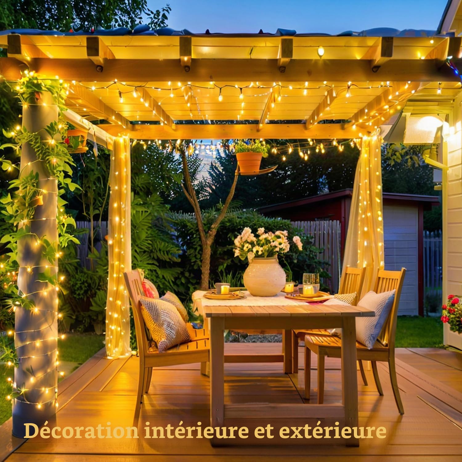 Guirlande Lumineuse Intérieur Extérieur,80m 800 LED Guirlande Noel avec Télécommande,Minuterie,8 Modes d'Éclairage Étanche IP44,pour Arbre de Noël,Jardin,Cour,Fête,Mariage,Blanc Chaud