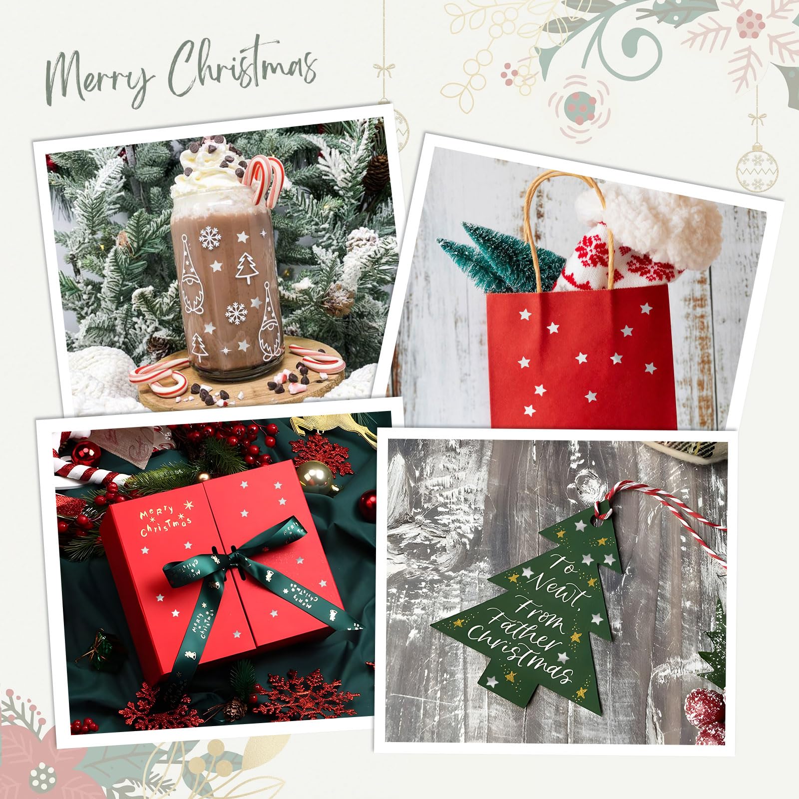 YXHZVON 6 Blätter Stern Sticker, Weihnachten Glitz Produktbild-Vorschau 9