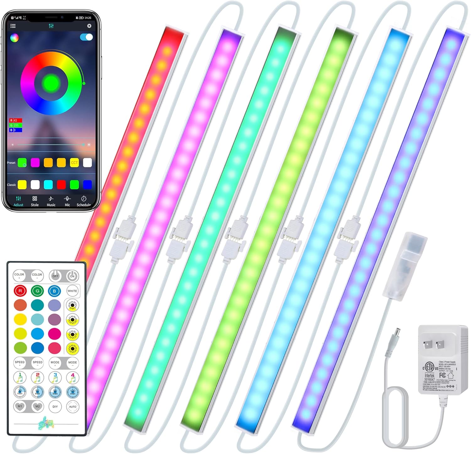 RGB Under Lights Plug in, 6 PCS 12 Inch Under Lighting