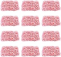 Vista 12 de FAIRYPAGODA - Paneles de pared de flores artificiales, 10 unidades, decoración de pared floral de seda con diseño de cuadrícula hueca para bodas