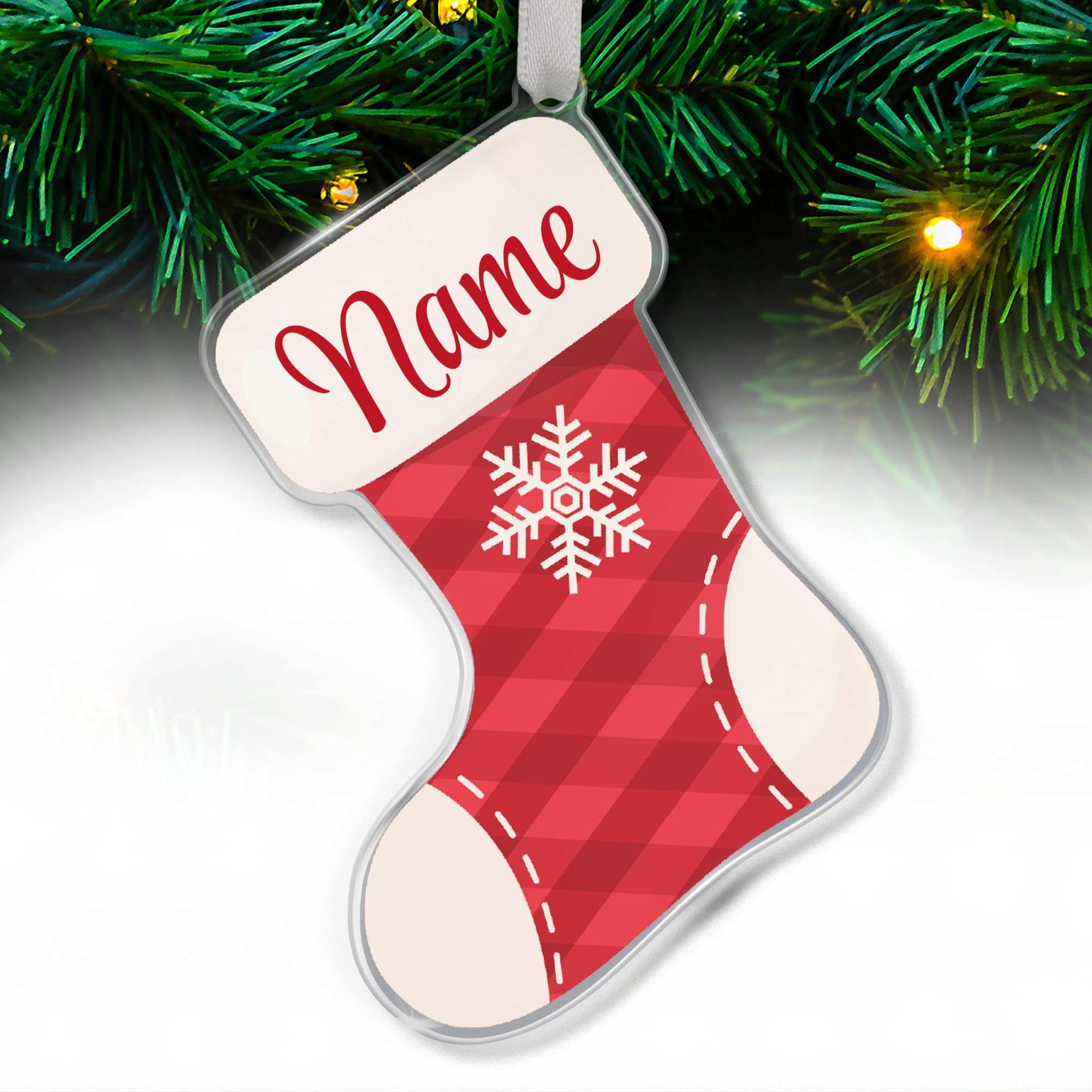Primary Teaching Services Ltd Transparent 1 Personalised Customised Upload Your Own Text Acrylic Stocking Bauble Gift Present Christmas 87Mm X 97Mm Pts Personalised