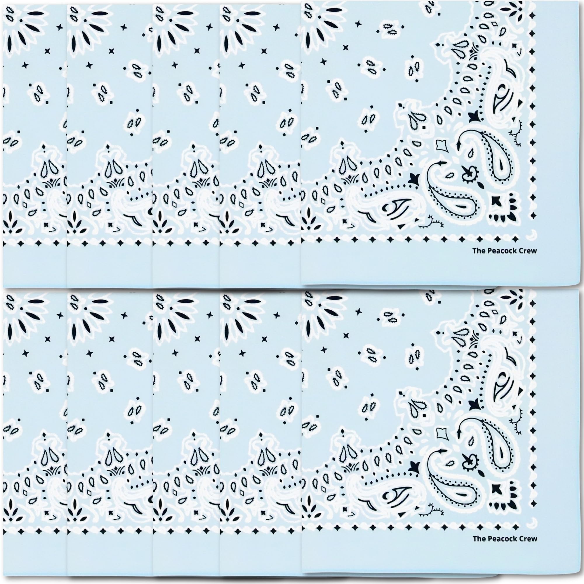 The Peacock Crew Premium Soft Cotton Bandanas Pack for Men and Women Paisley 22 x 22 inches