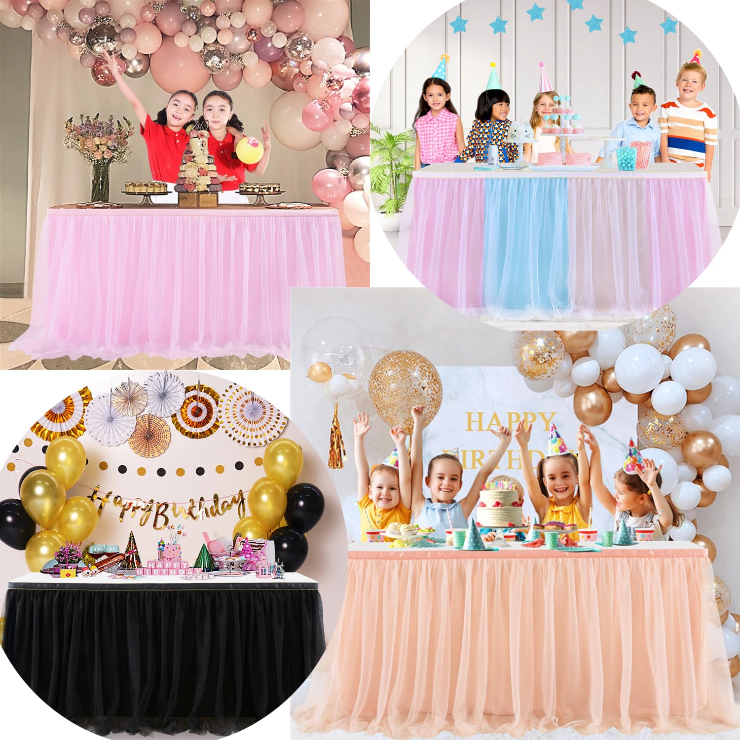 Jupe de table en tulle - Décoration de table en tulle pour mariage, anniversaire, Saint-Valentin, Noël, fête, bar - Violet 275×77 cm