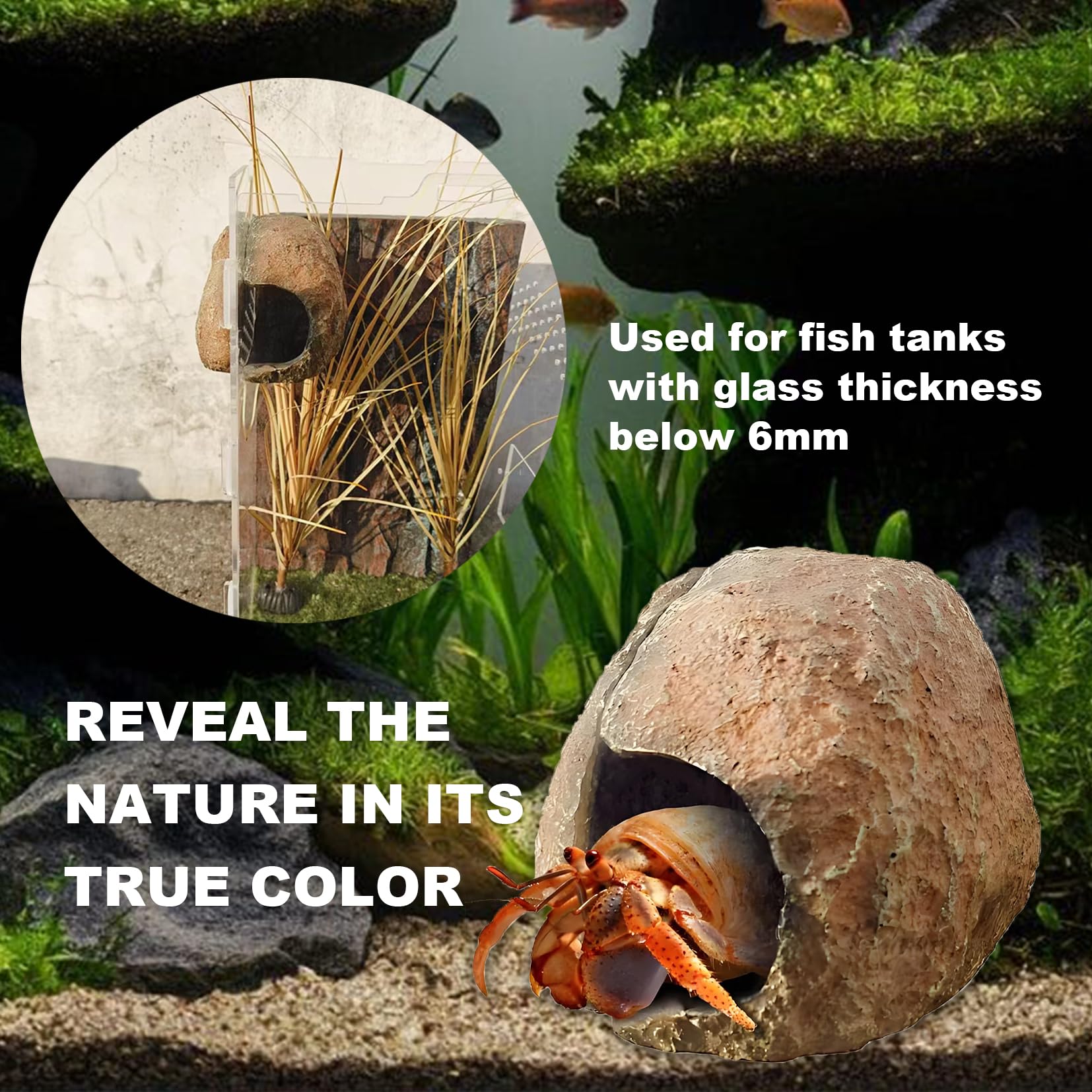 LAIMEIZI Magnetic Detachable Aquarium Decorations - Fish Tank Cave Hideout for Betta Shrimp, Cichlid, Brown, 1 - Image 4