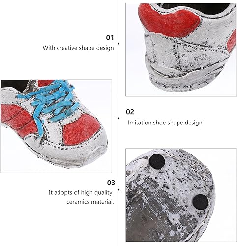 Miniatura 4 de Maceta creativa para suculentas, con forma de zapato, maceta de cactus de dibujos animados, lindo soporte para bolígrafo para escritorio para