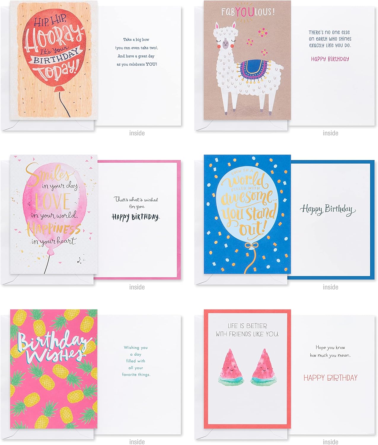 American Greetings Deluxe Birthday Card Assortment, Bright & Cheerful (40-Count) : Everything Else