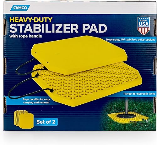 Miniatura 5 de Camco 44545 Almohadillas estabilizadoras extra grandes con mango para evitar que los gatos de remolque se deslicen en un suelo blando, incluye (2)