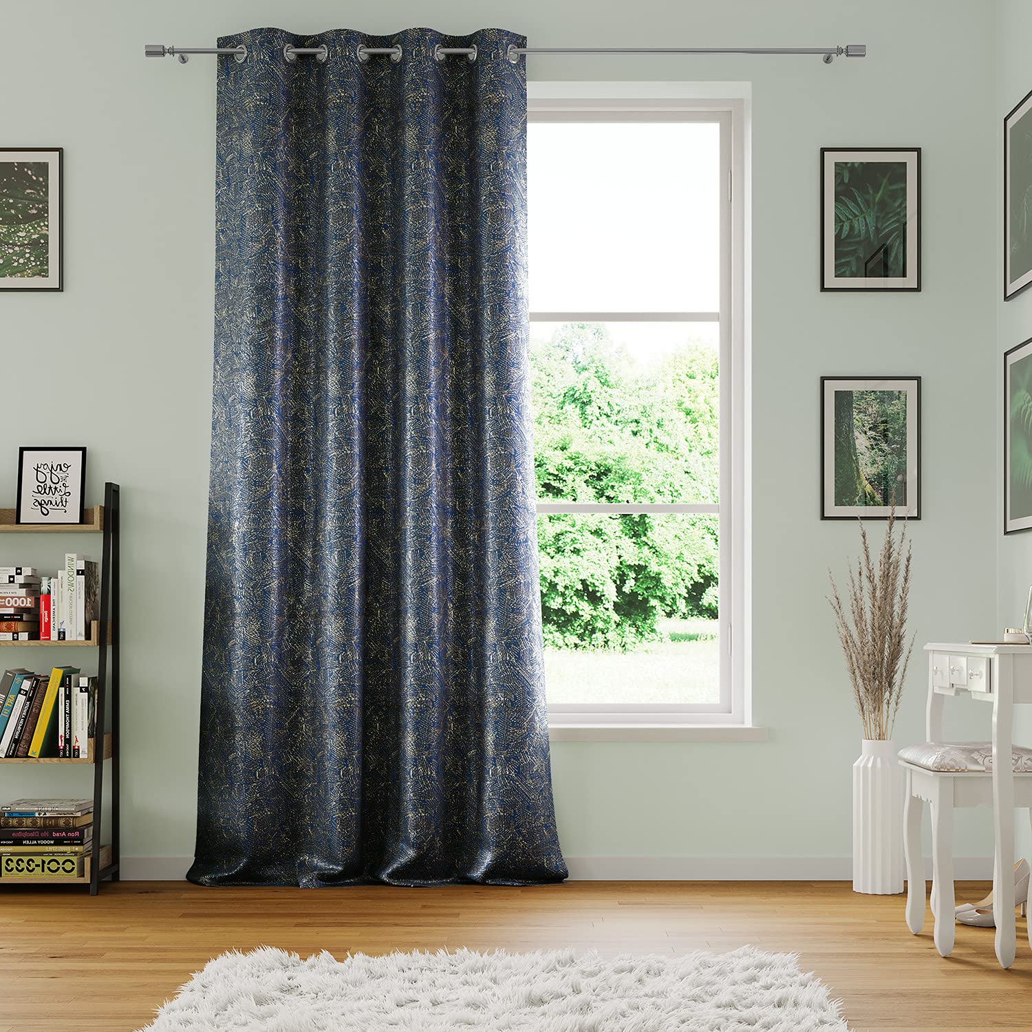 AmeliaHome Tenda decorativa Oxford Solid, 140 x 250 cm, con occhielli, colore: blu