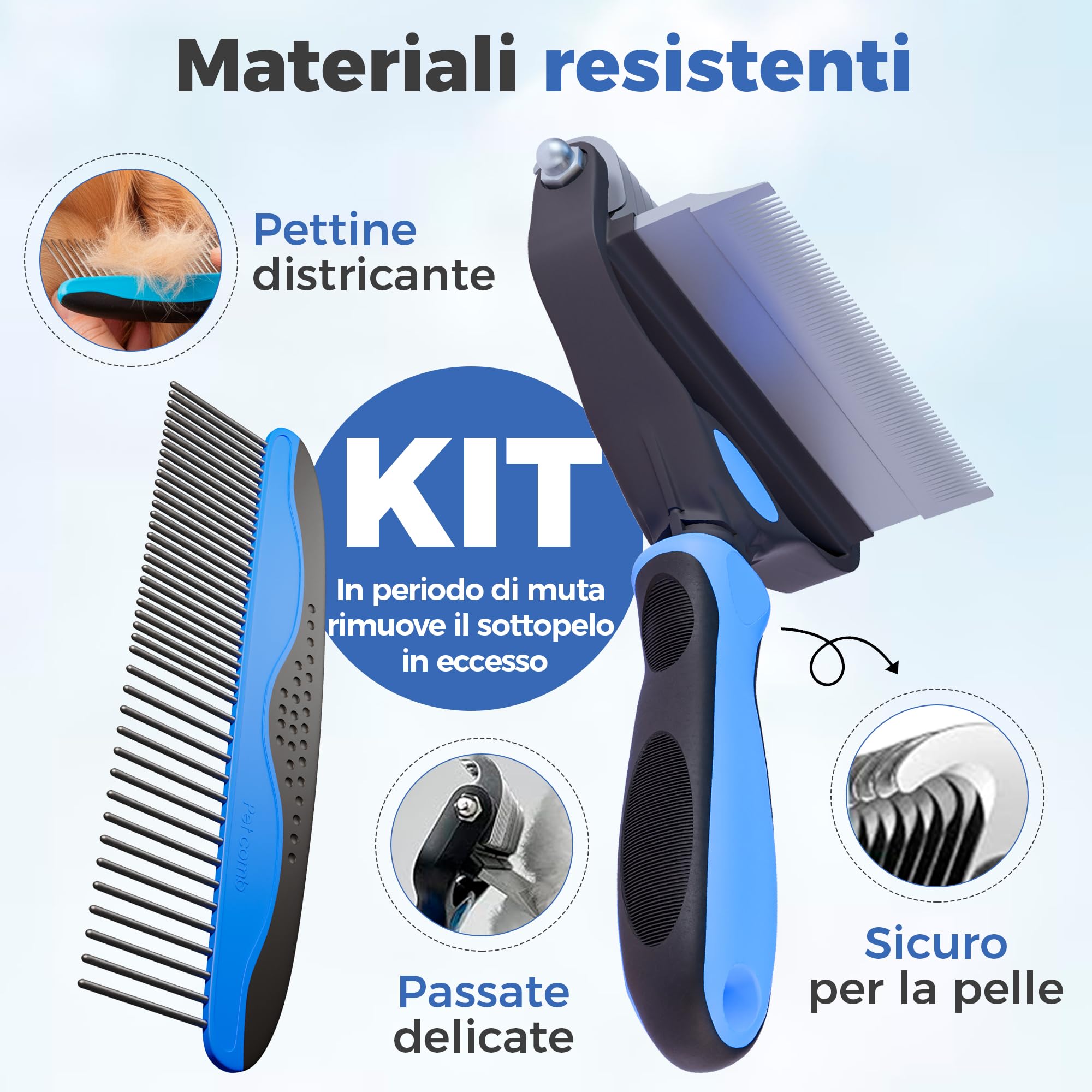 Spazzola per cani e gatti a pelo lungo - pettine grande professionale districante e spazzole per cani, gatti persiani e animali domestici a pelo corto per rimuovere peli morti (Piccolo)