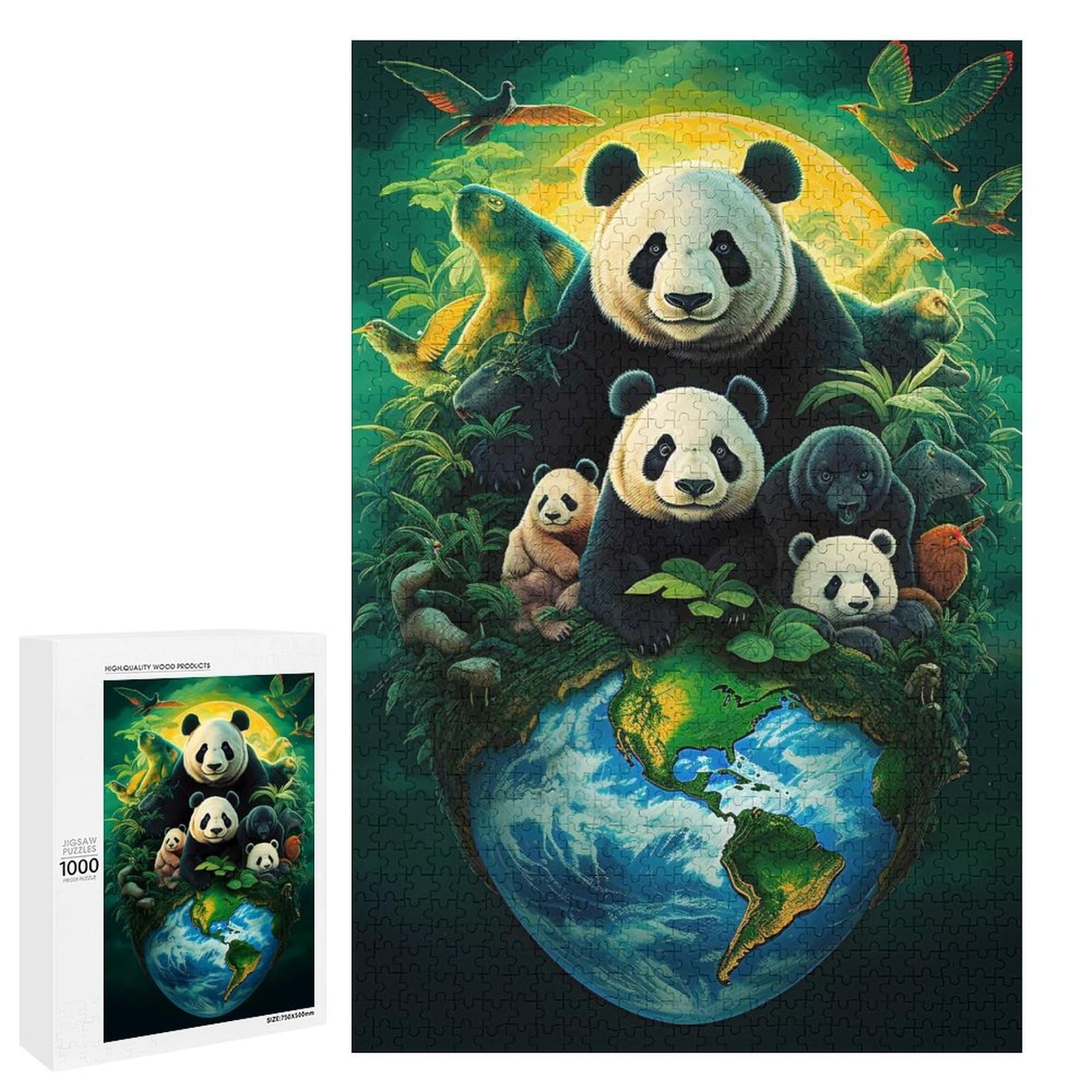 Jigsaw Puzzle 1000 PCS for Adults Panda Earth Day Adult Jigsaw Puzzle Relaxing Games Precision Cutting Deal As Gifts for The Whole Family 1000 PCS