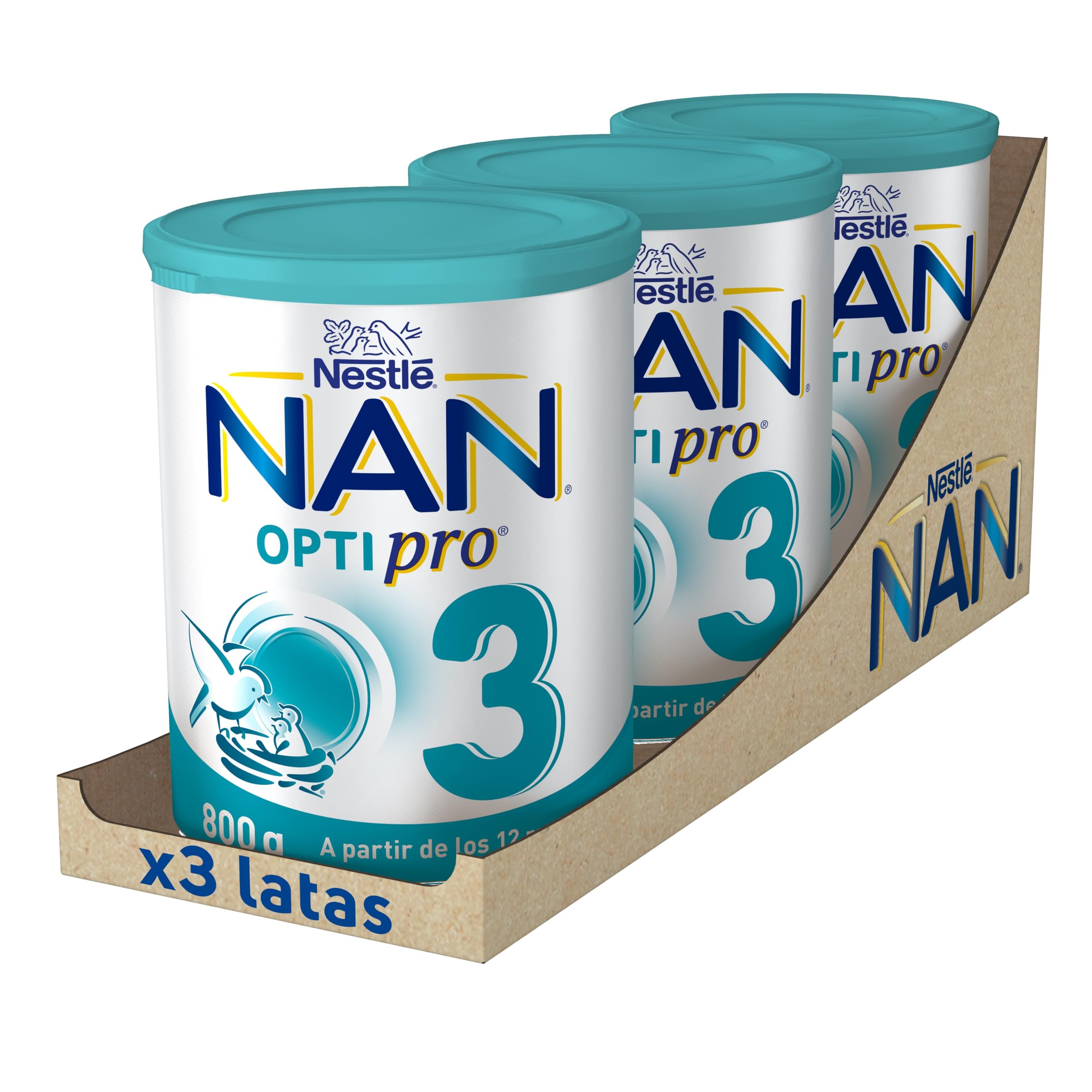 Nestlé NAN OPTIPRO 3 Leche de crecimiento en polvo, 3x800g