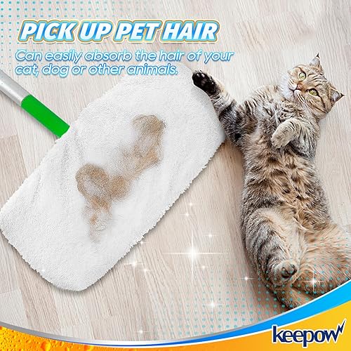 Miniatura 9 de KEEPOW Paños reutilizables de limpieza en secohúmedo compatibles con Swiffer Sweeper, almohadillas de microfibra lavables para limpieza de suelos de