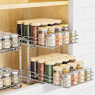 Pull Out Spice Rack Organizer for Inside Cabinet, 2 Tier Spice Rack Spice Organization
