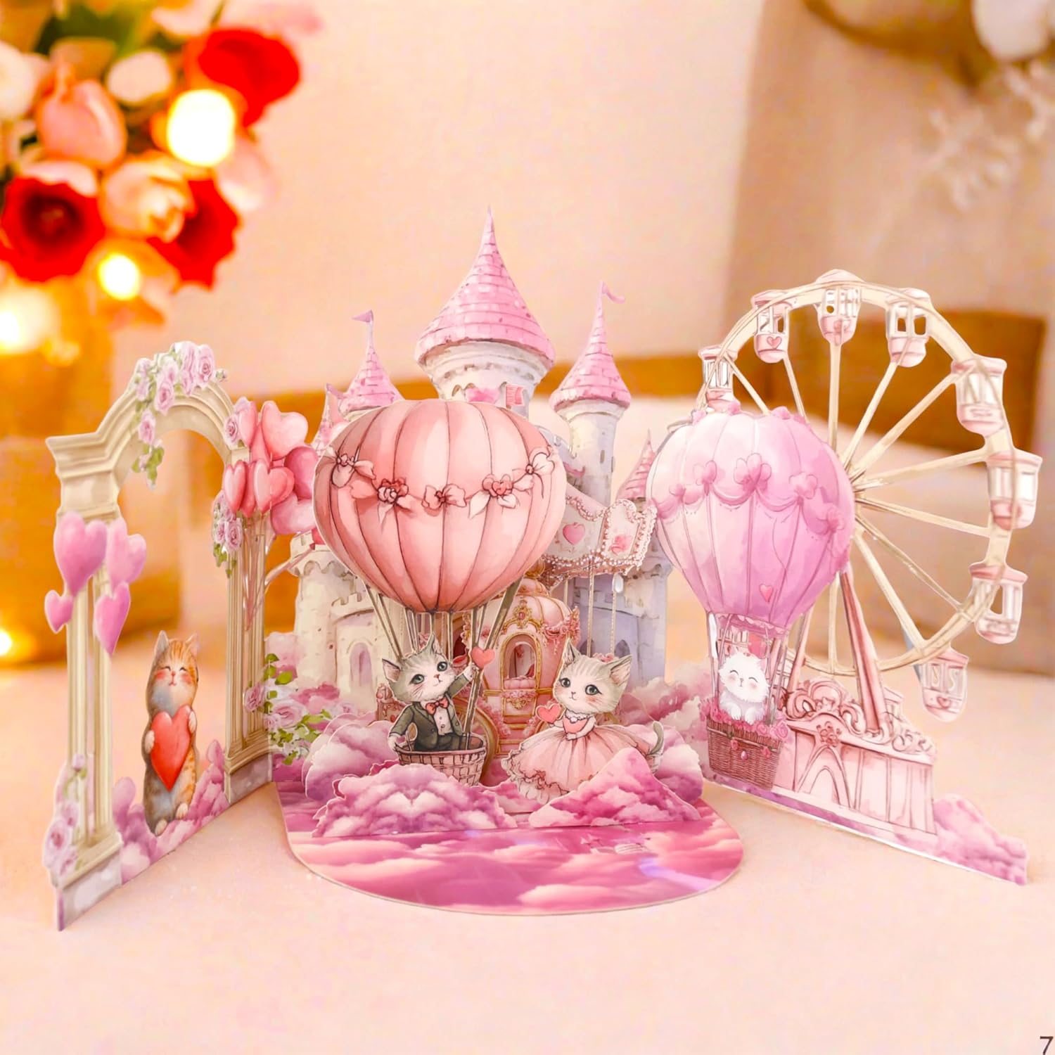 3D Pop Up Valentine's Day Greeting Card with Heart Design, 5.04 x 7.12 Inches, Red (Valentine's Day Castle Double Door) - Image 6